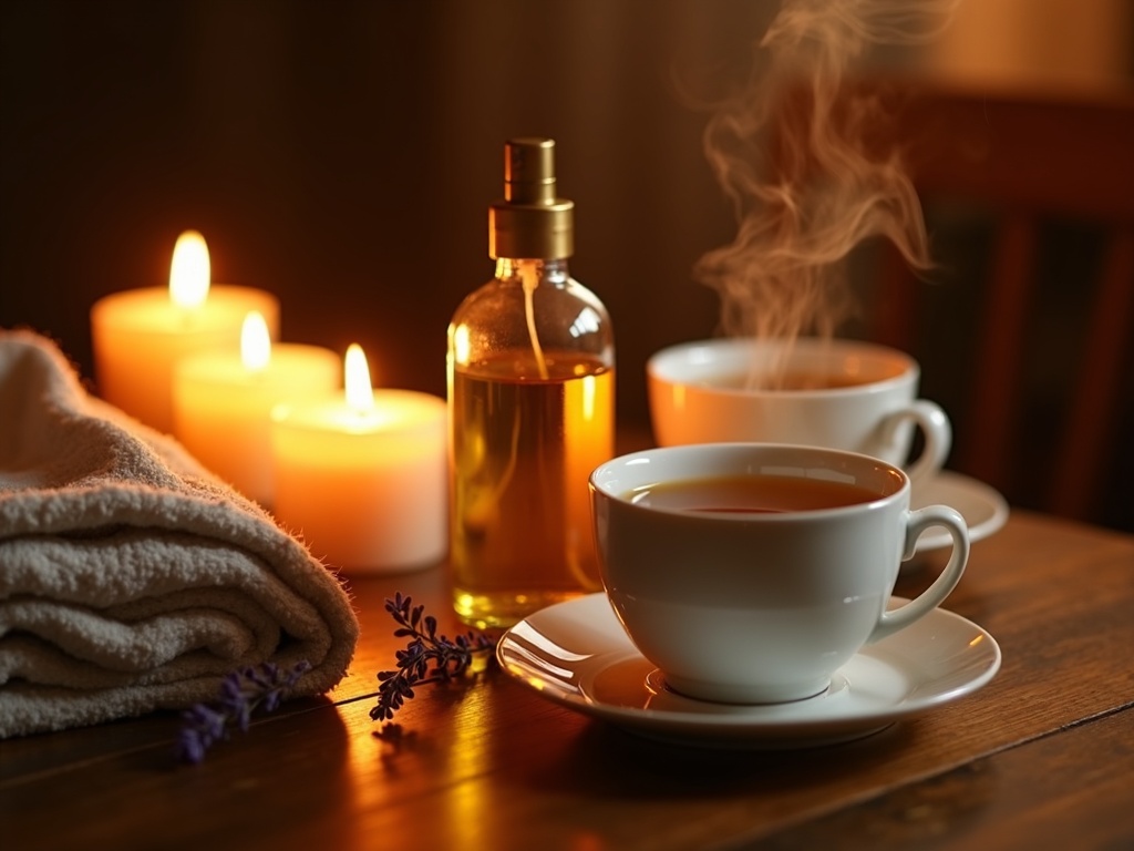 Ambiance chaleureuse bougies massage tisane complicité seniors