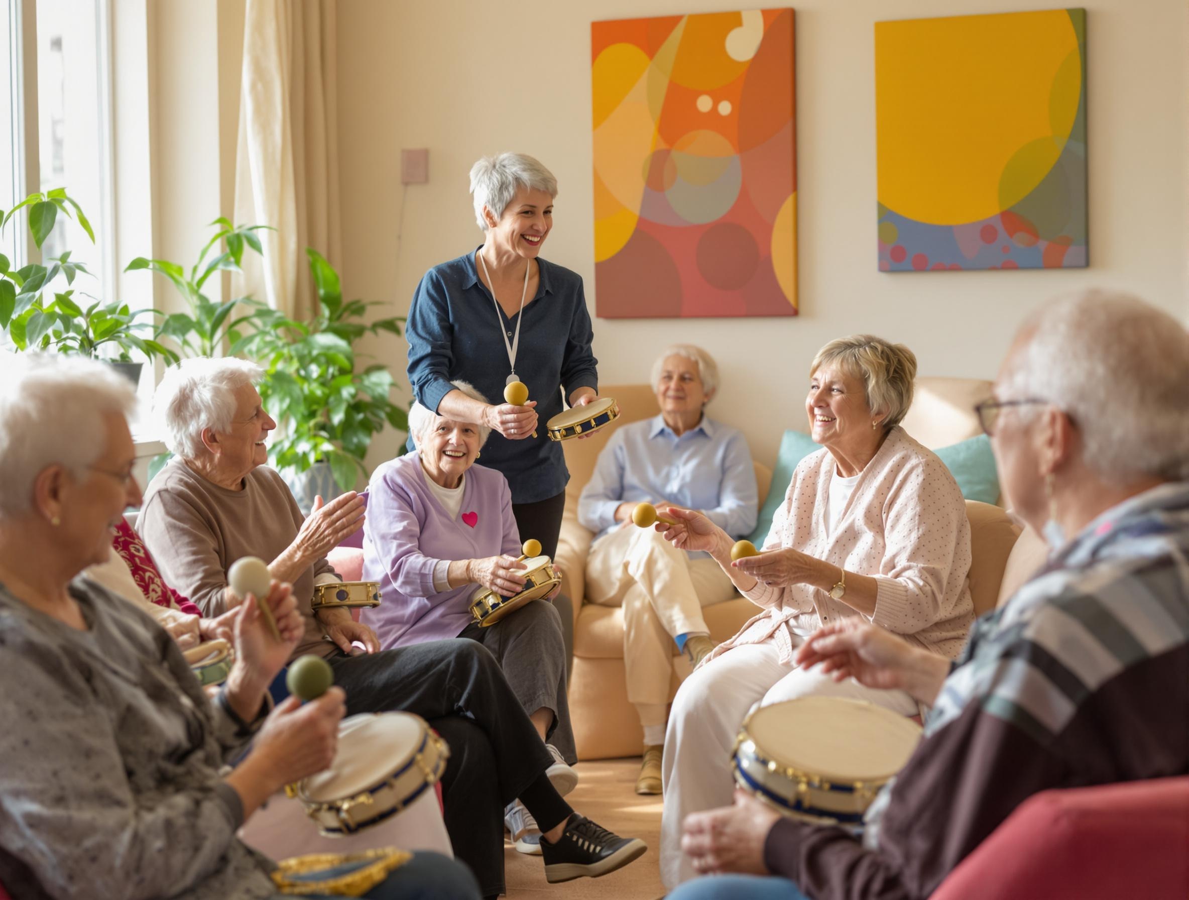 Atelier musical en UHR avec résidents et soignant