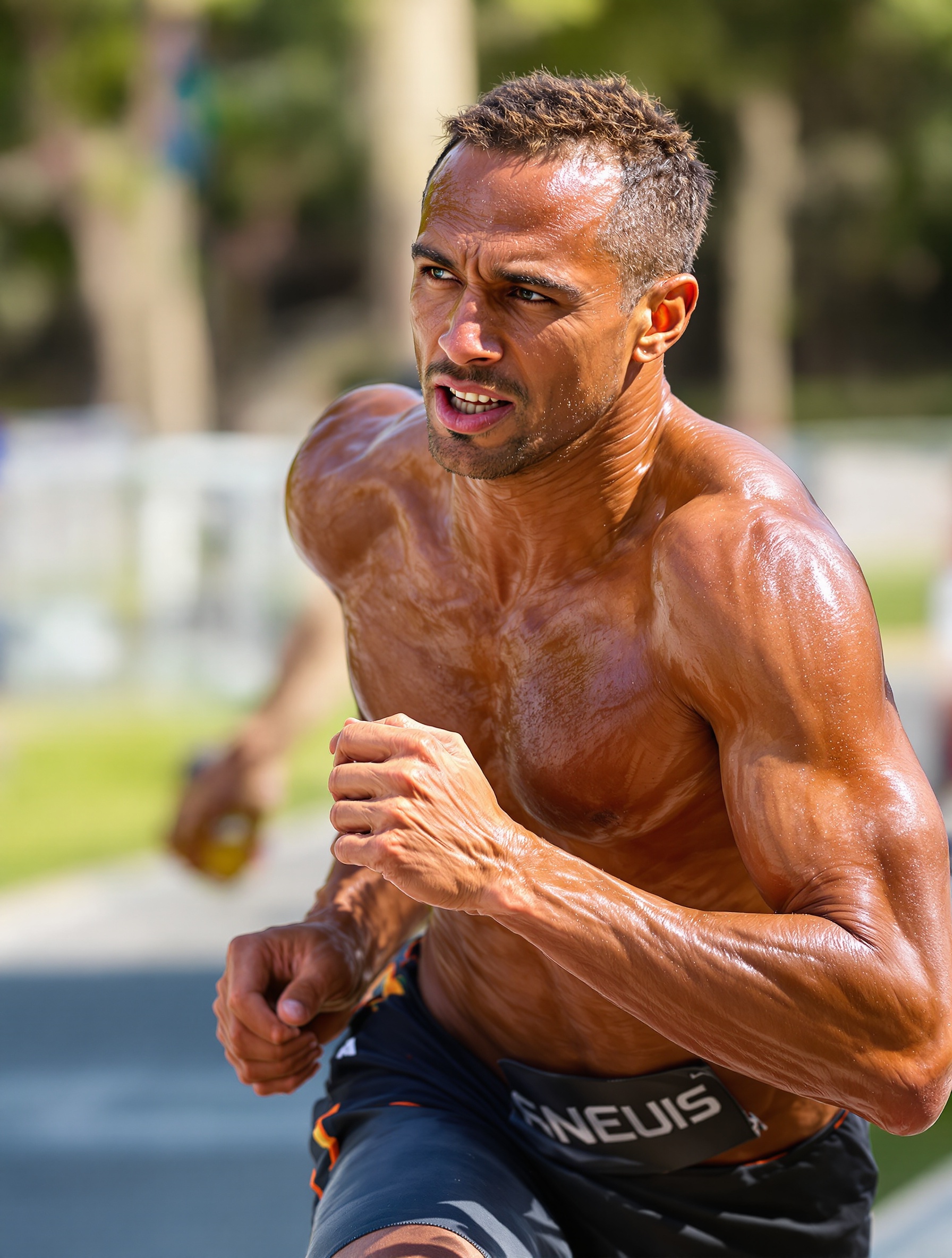 Coureur homme en pleine action illustrant un effort intense