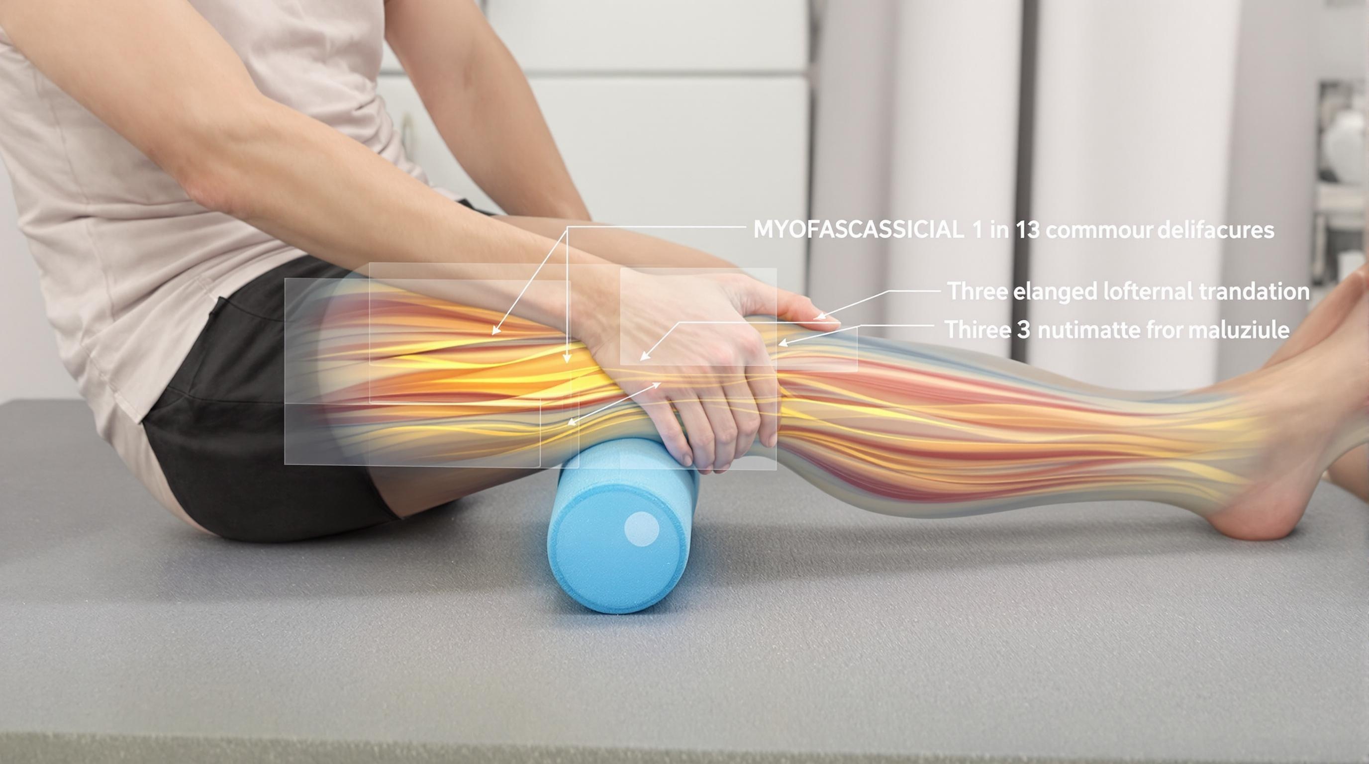 Auto-massage myofascial de la cuisse avec un rouleau, trois passes sur le fascia