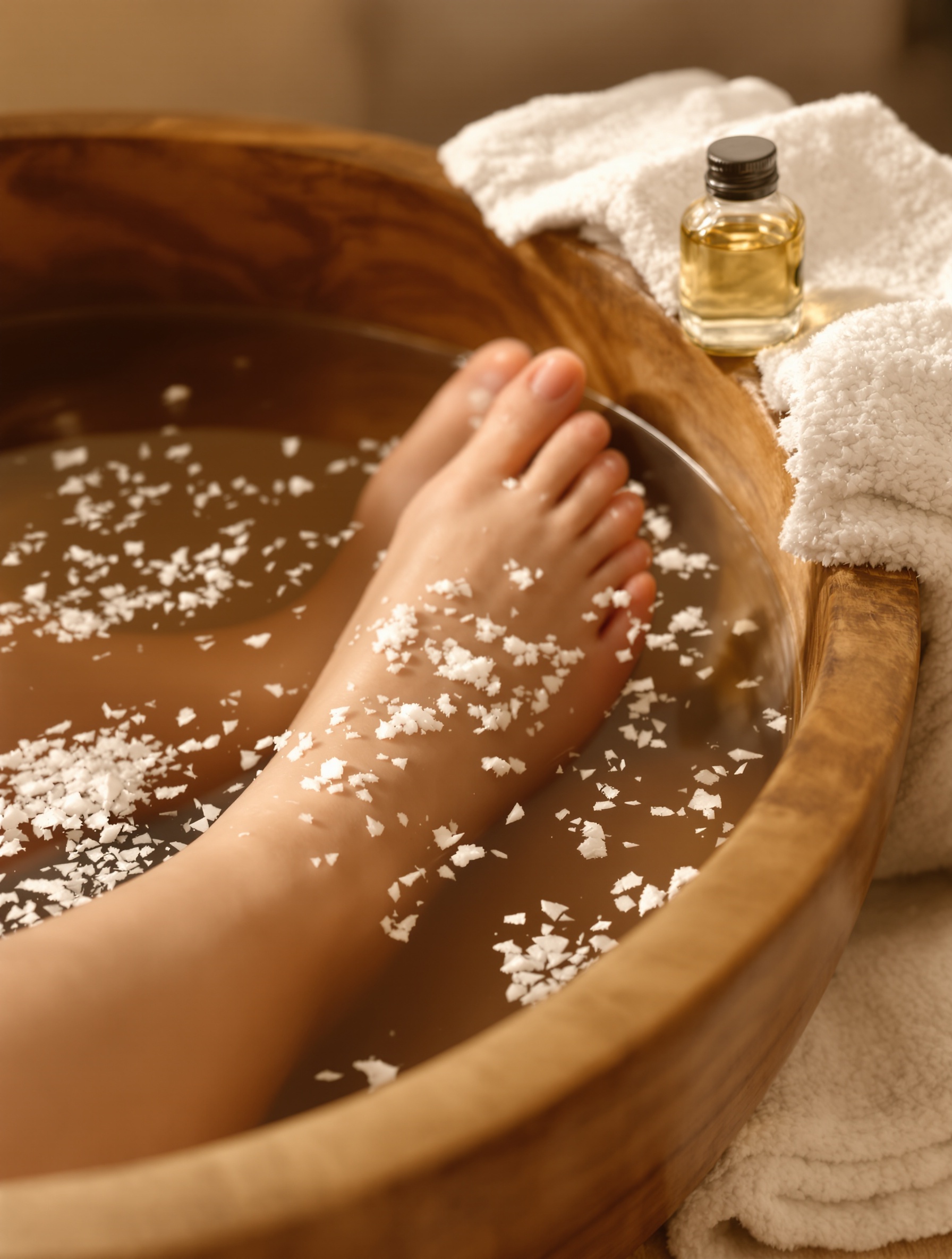 bain de pieds sel d'Epsom huiles essentielles détente