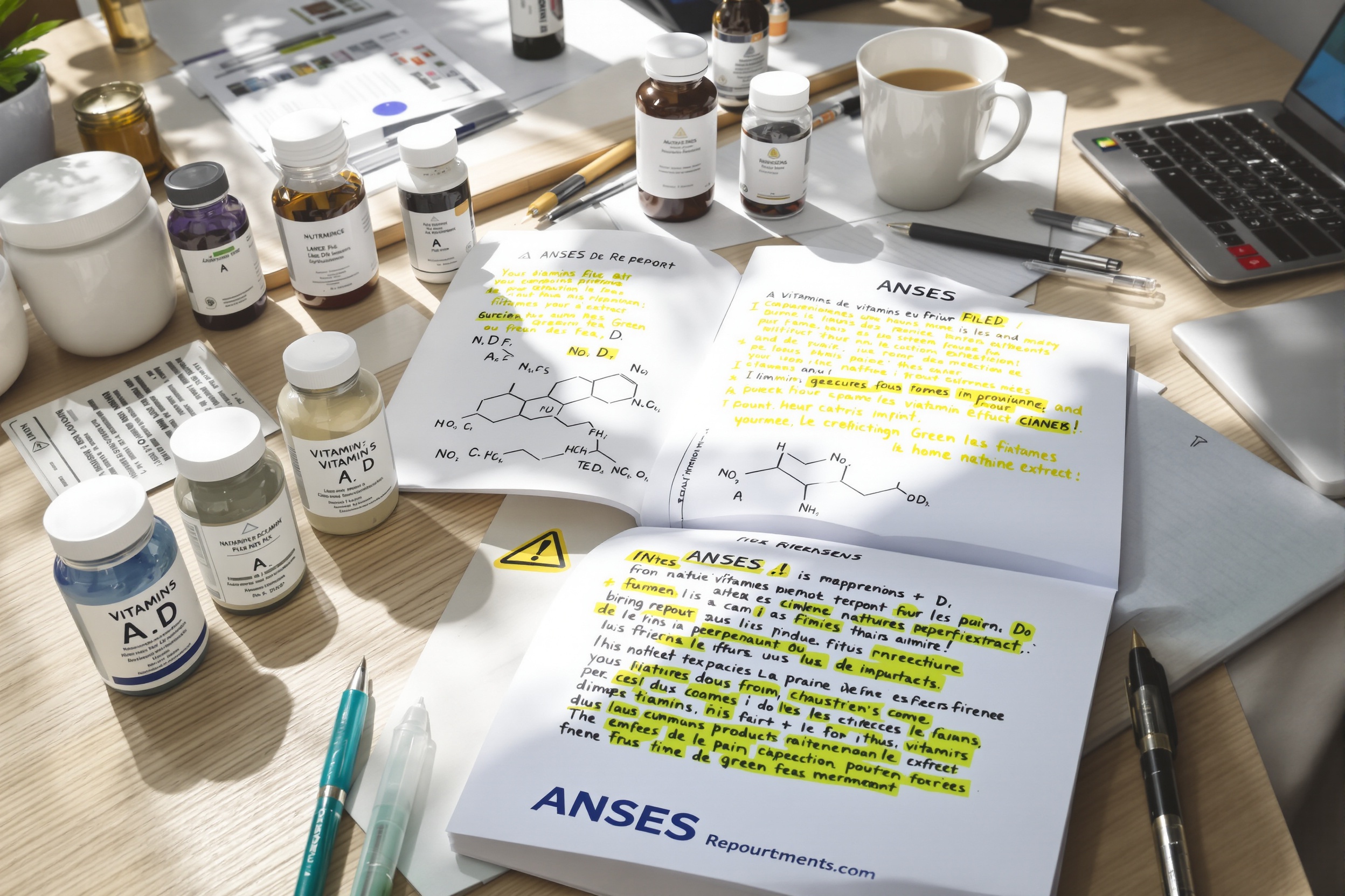 Espace de naturopathe français avec compléments alimentaires et rapport ANSES