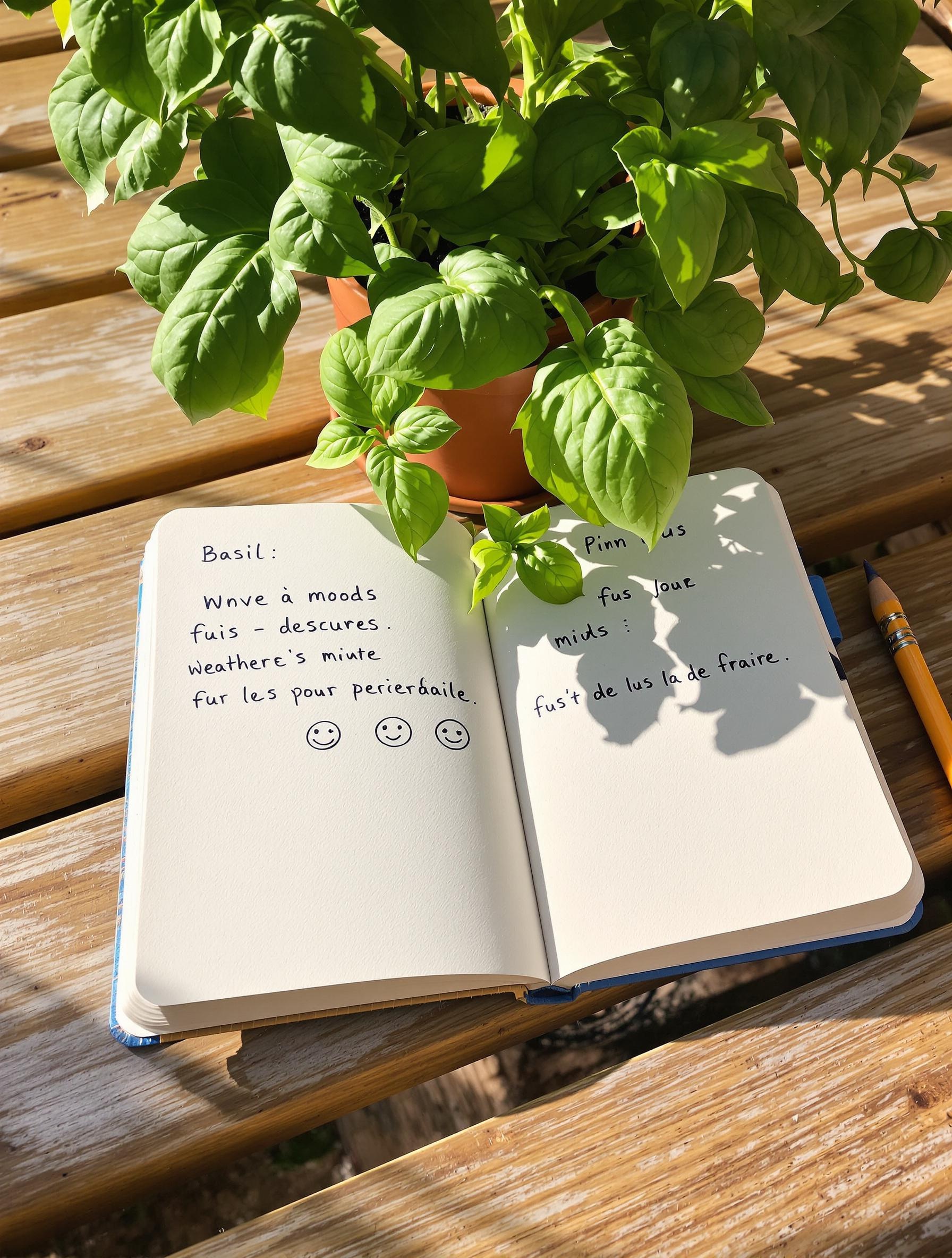 Carnet-journal vert avec annotations météo et humeur