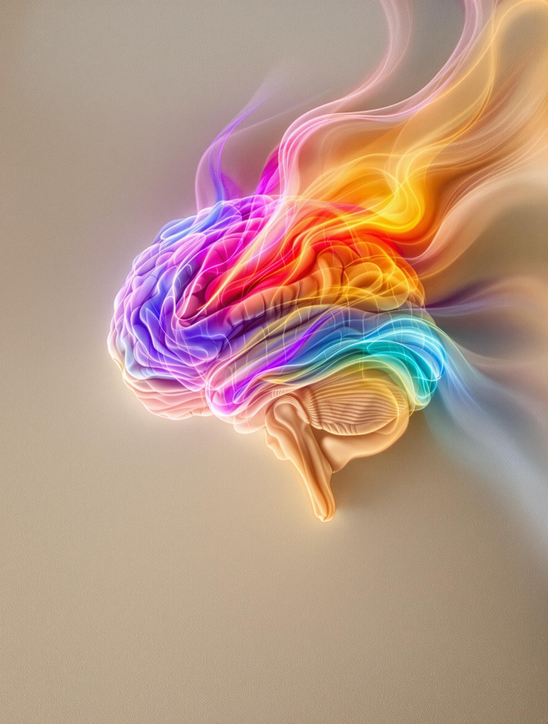 Cerveau humain, ondes colorées, réactions sous cannabis