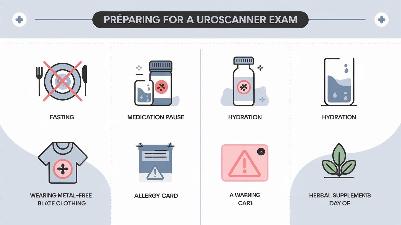 Checklist pour la préparation d'un uroscanner la veille et le jour J