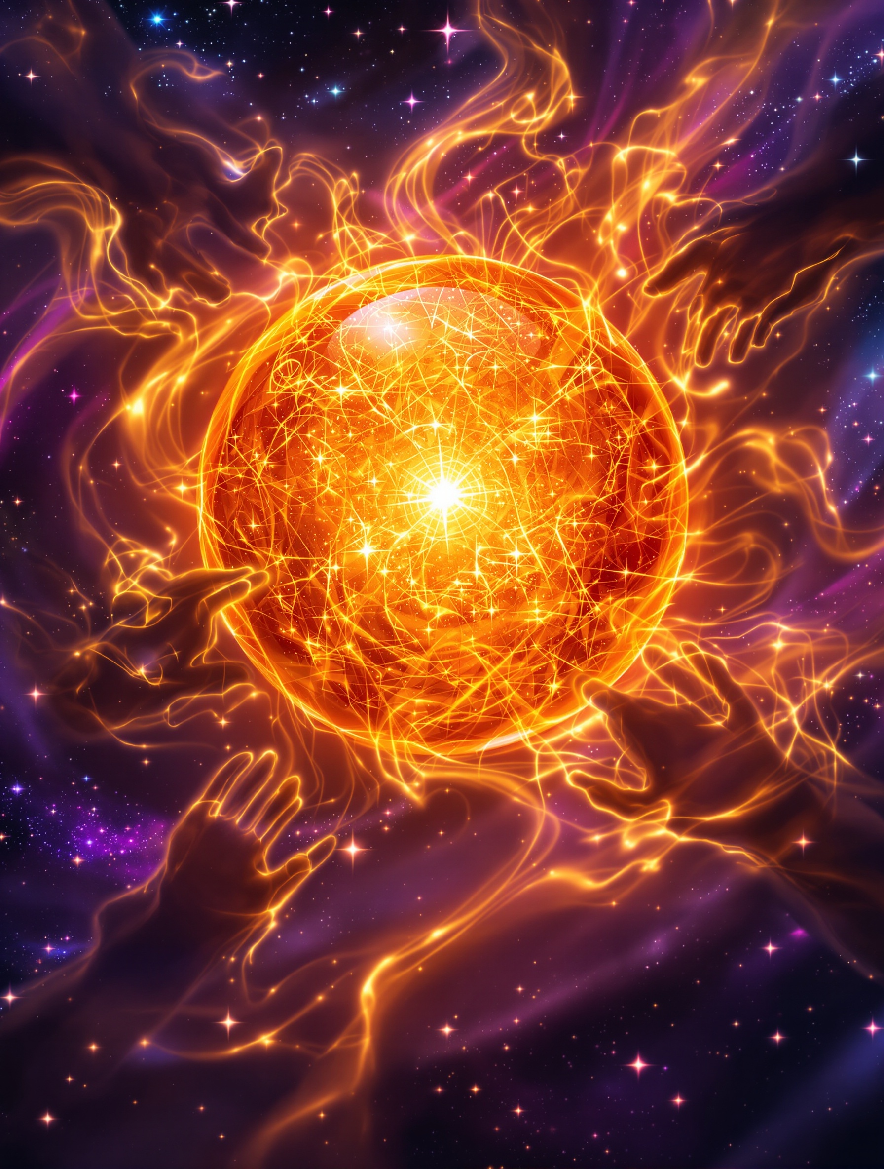 Soul Stone orange flottant dans une énergie spectrale cosmique