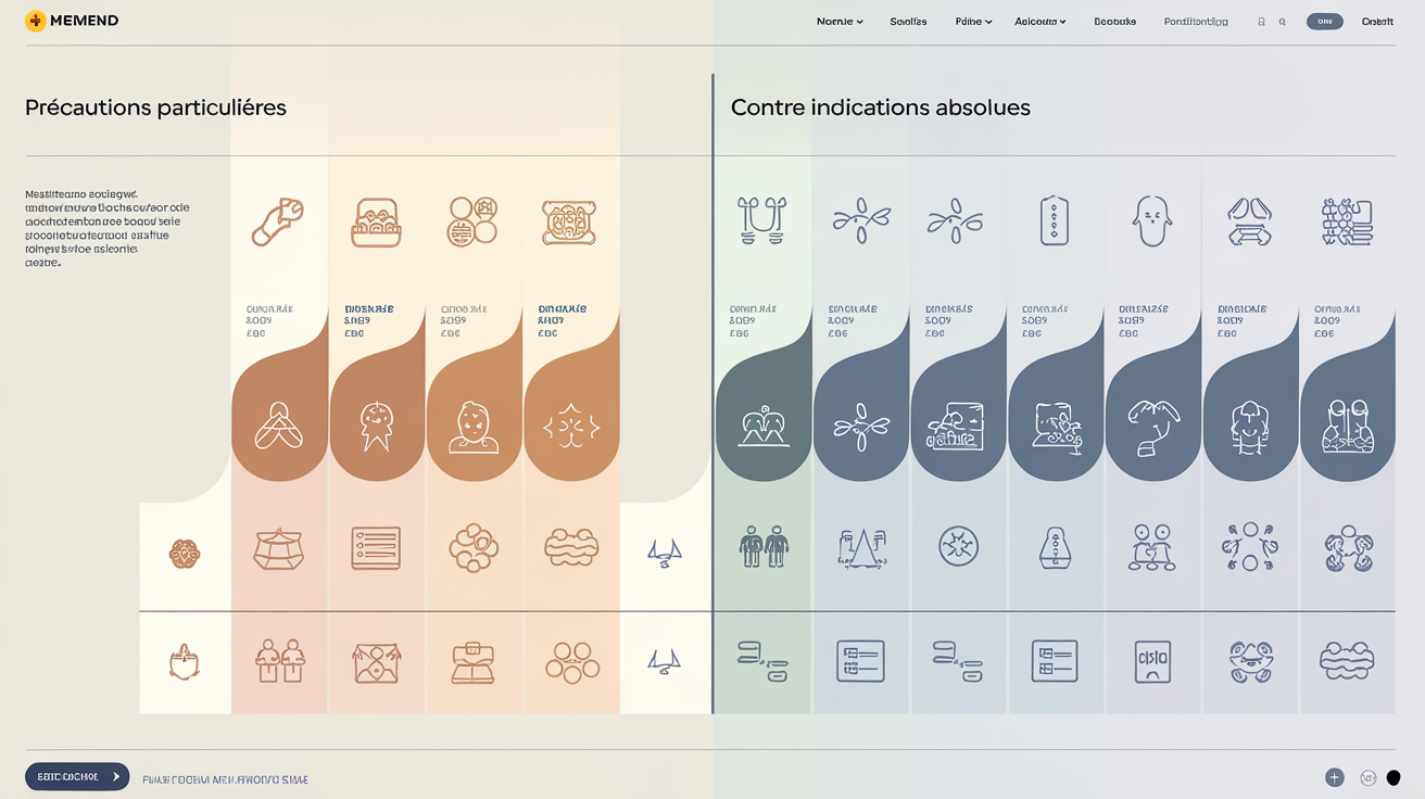 Tableau des précautions et contre-indications pour l'utilisation de la Colpotrophine