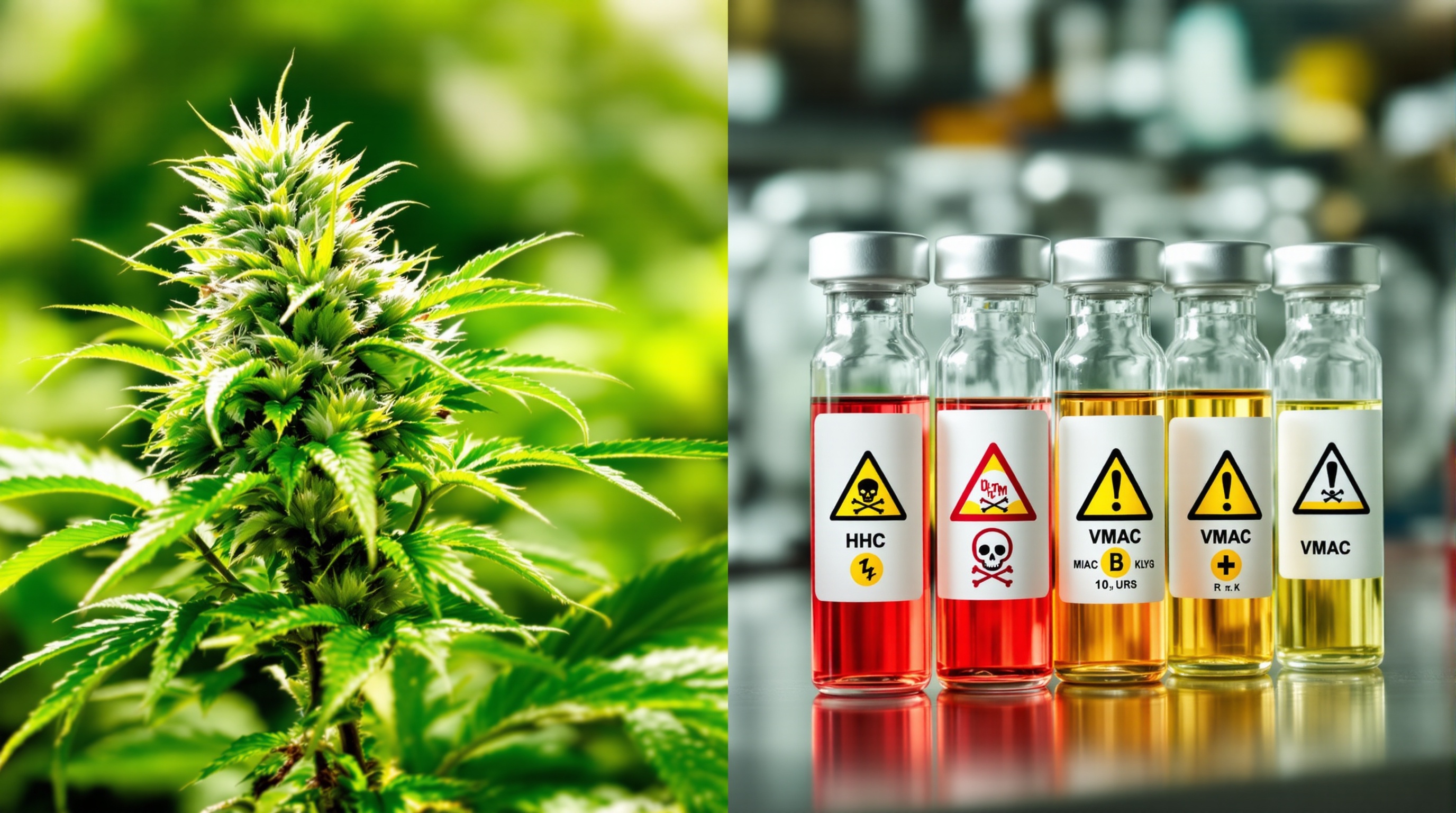Comparaison entre fleur de chanvre naturelle riche en CBD et cannabinoïdes synthétiques type HHC ou VMAC