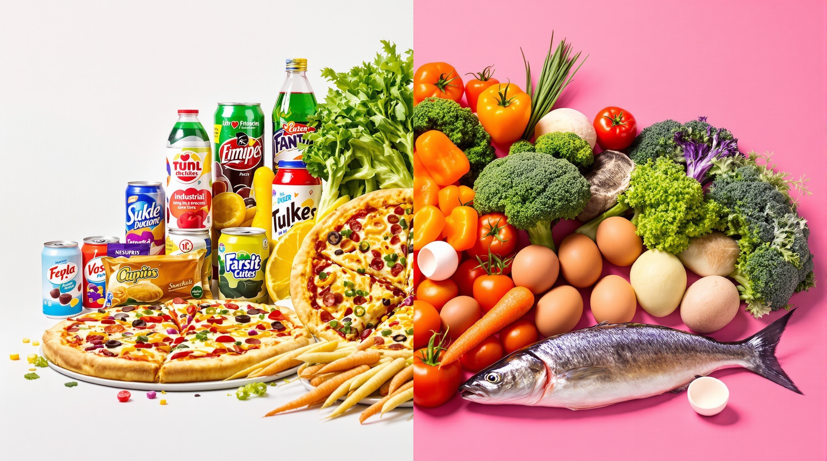 Comparatif aliments ultratransformés versus bruts