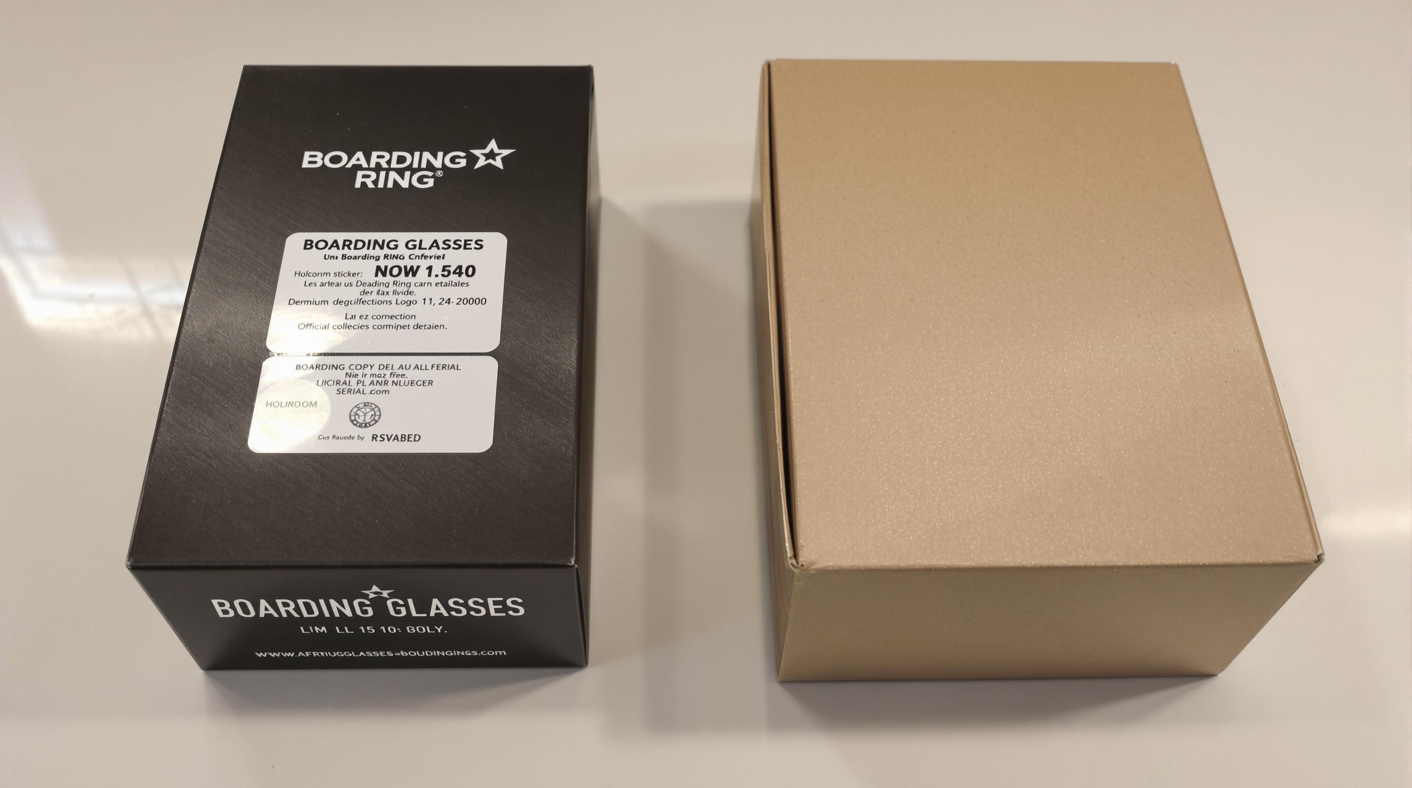 Comparatif boîte Boarding Glasses officielle avec sécurité vs copie générique.