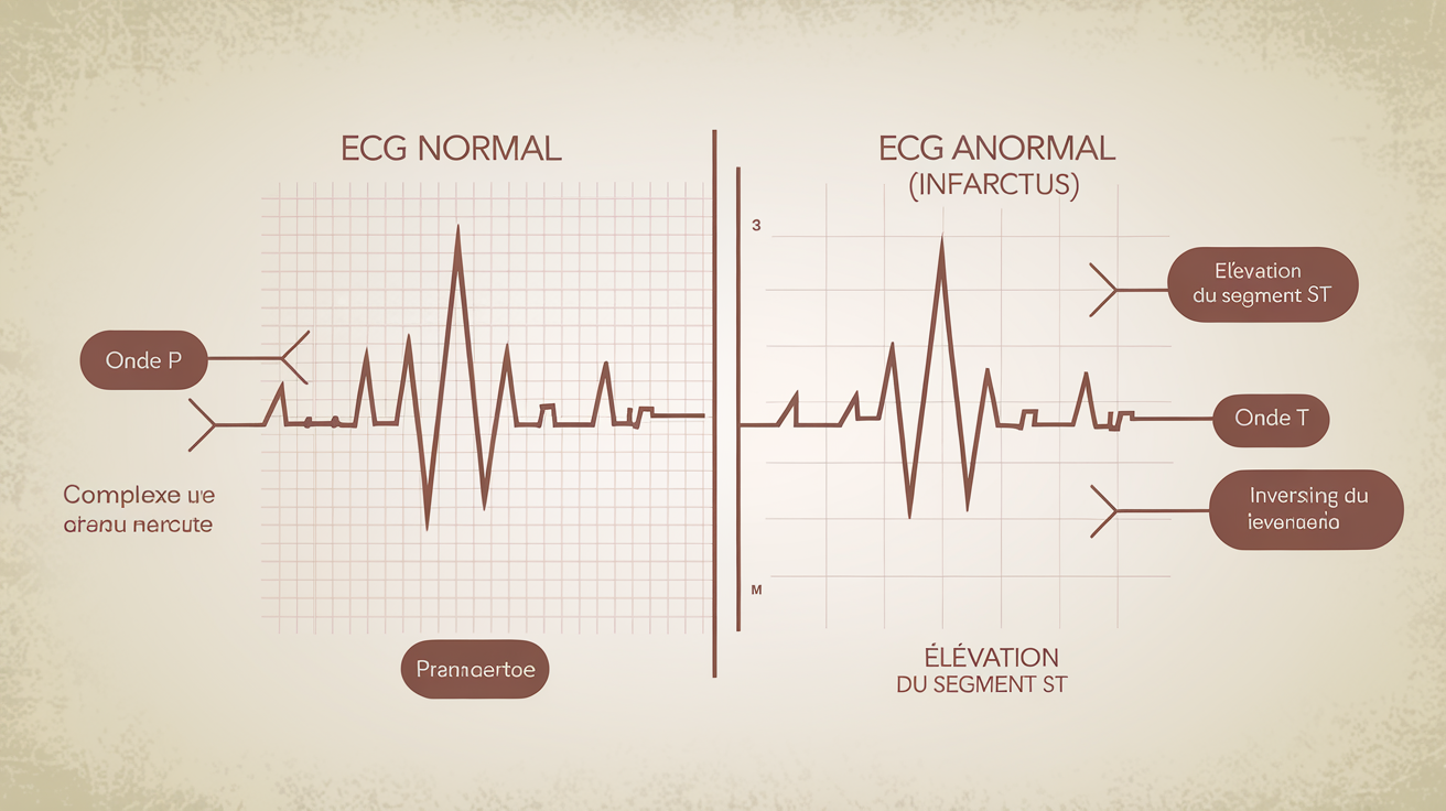 Comparaison tracé ECG normal et anormal