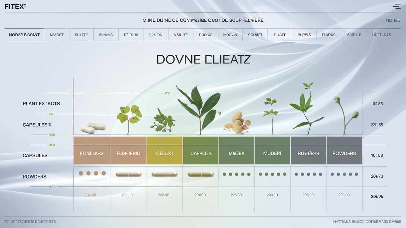 Comparaison graphique Fitex, complément minceur naturel, ingrédients botaniques, ambiance scientifique moderne
