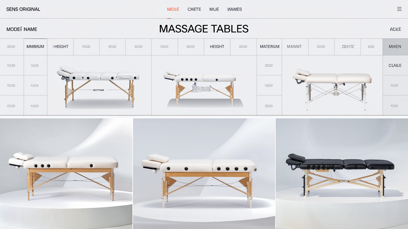 Comparatif hauteur tables de massage professionnelles