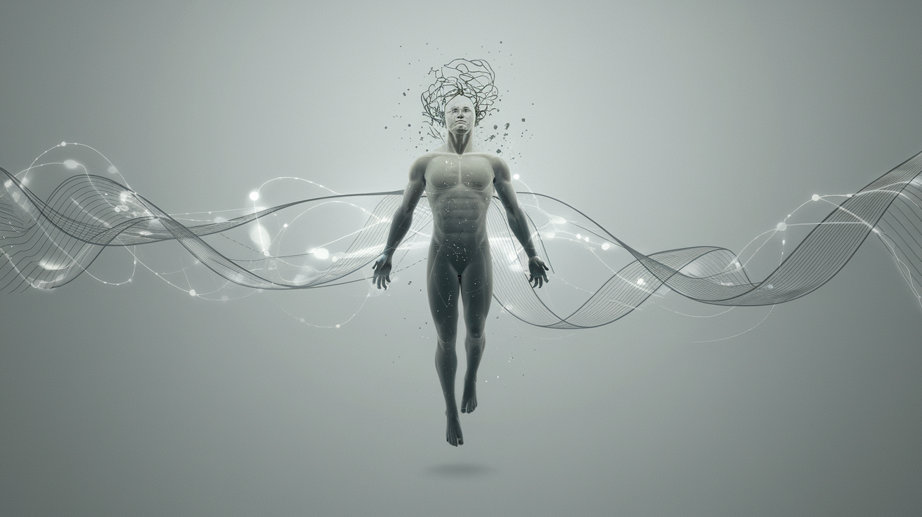 illustration minimaliste d'une conscience énergétique flottant