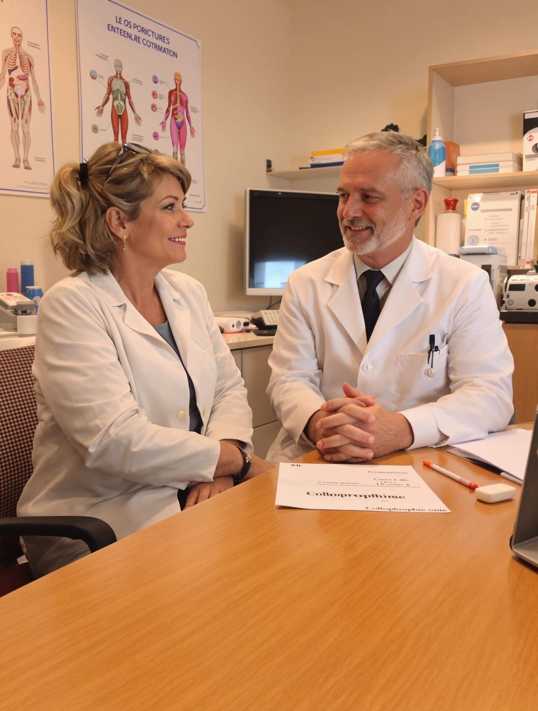 Consultation médicale sur la Colpotrophine et la prise de poids : dialogue entre un médecin et une femme ménopausée