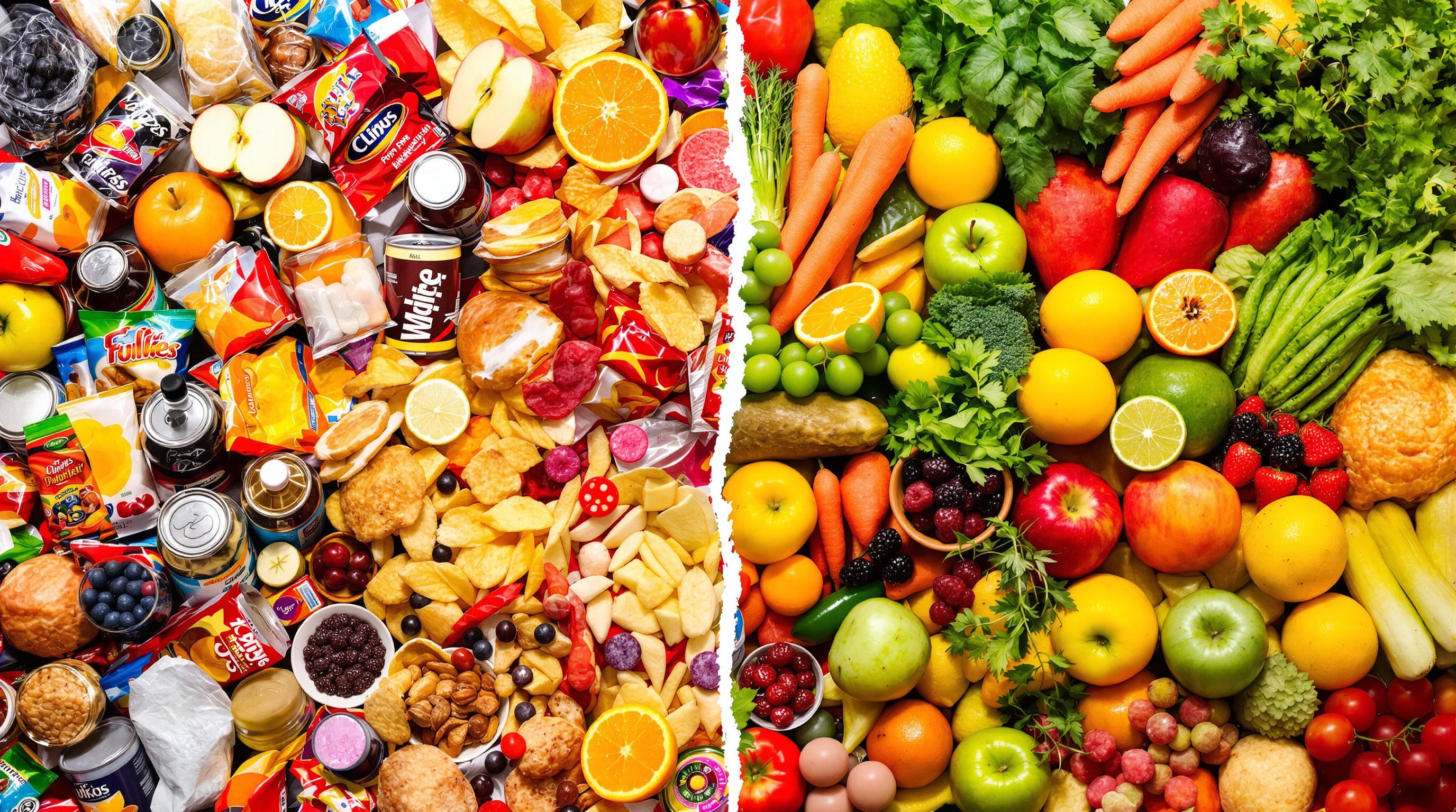 Aliments ultra-transformés vs fruits/légumes frais - Impact sur la santé bucco-dentaire.