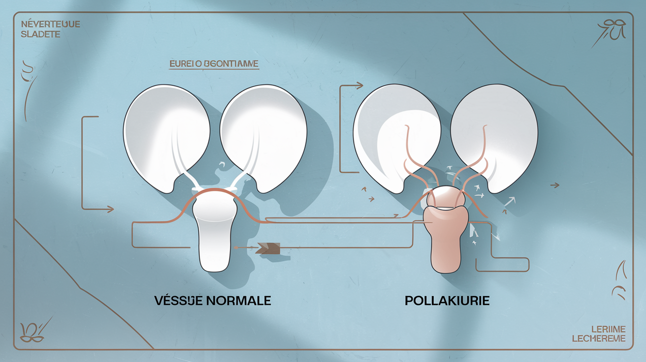 Schéma comparatif entre une vessie normale et une vessie pollakiurique