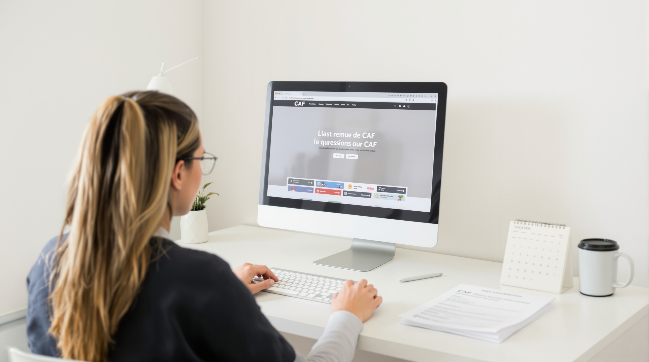 Démarche PreParE : parent organisé devant le site de la CAF avec formulaire et calendrier