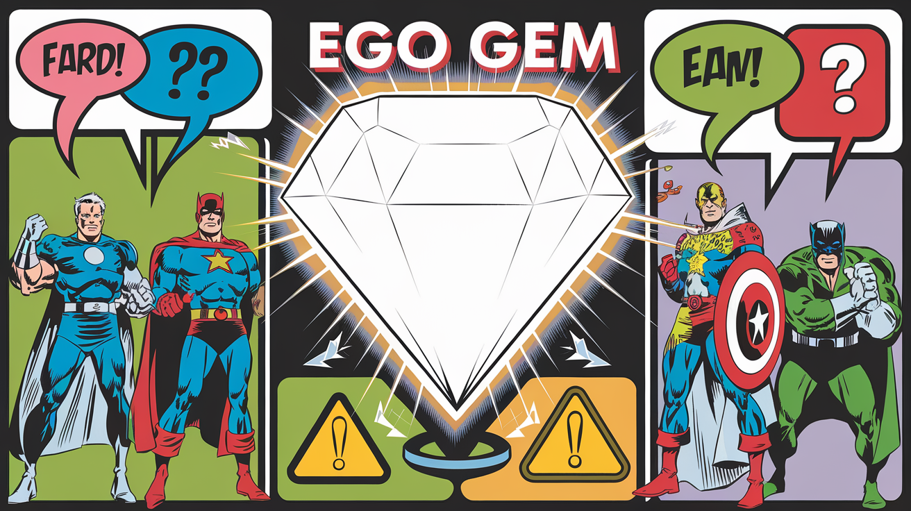 FAQ graphique sur la Gemme de l'Ego : pierre blanche et bulles de question