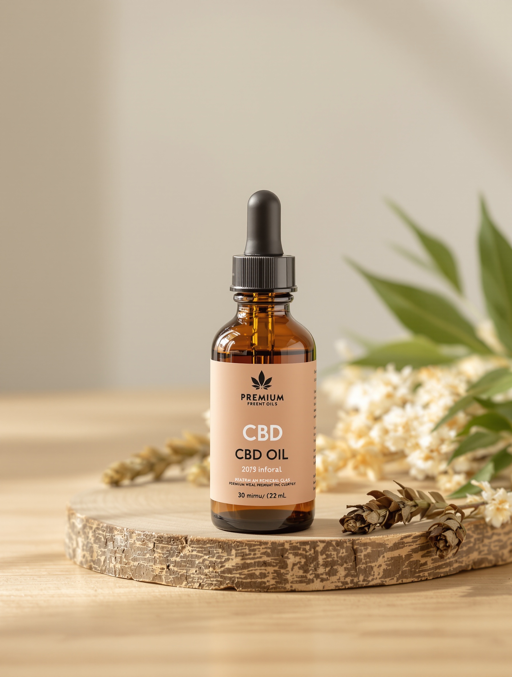 Flacon d'huile CBD qualité transparence naturel