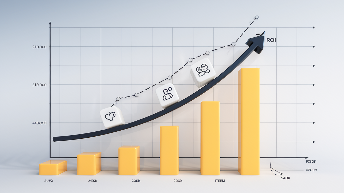 Évolution du ROI après mise en place du coaching bien-être : la courbe ascendante illustre les gains mesurables en santé, productivité et cohésion.