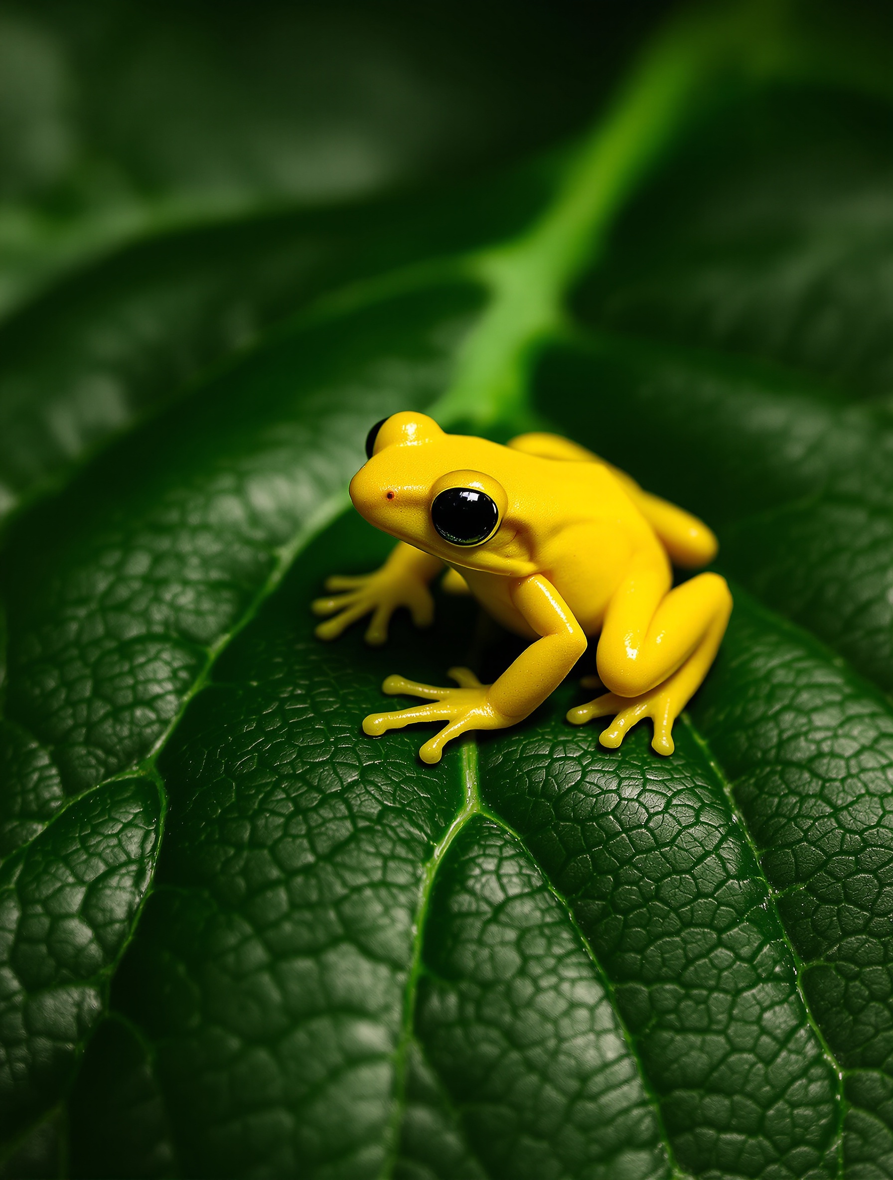 Grenouille jaune vif (Dendrobate), contraste extrême et signal d'alerte naturel