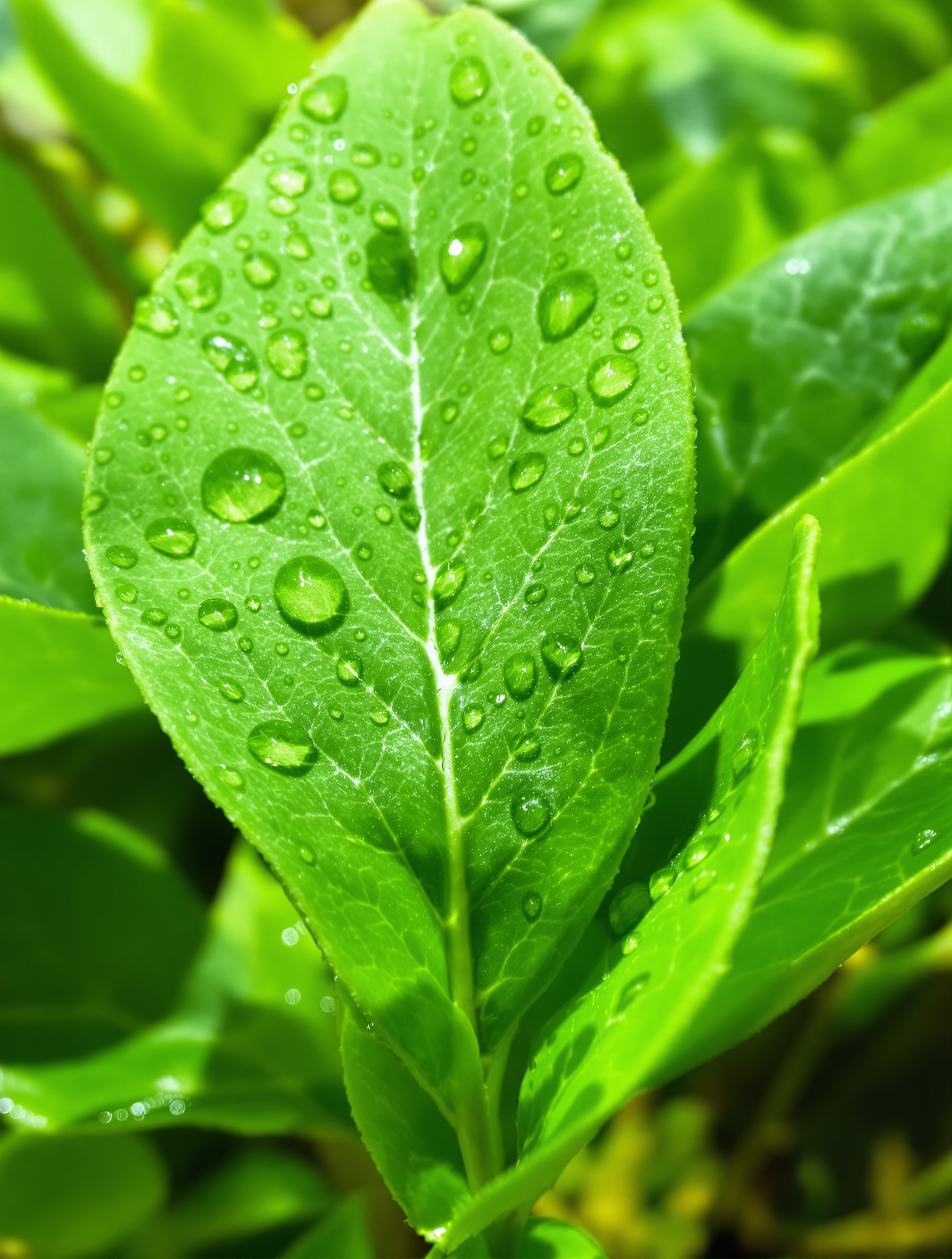 Gros plan sur des feuilles de thé vert frais, symbolisant la pureté et la naturalité des actifs pour le métabolisme.
