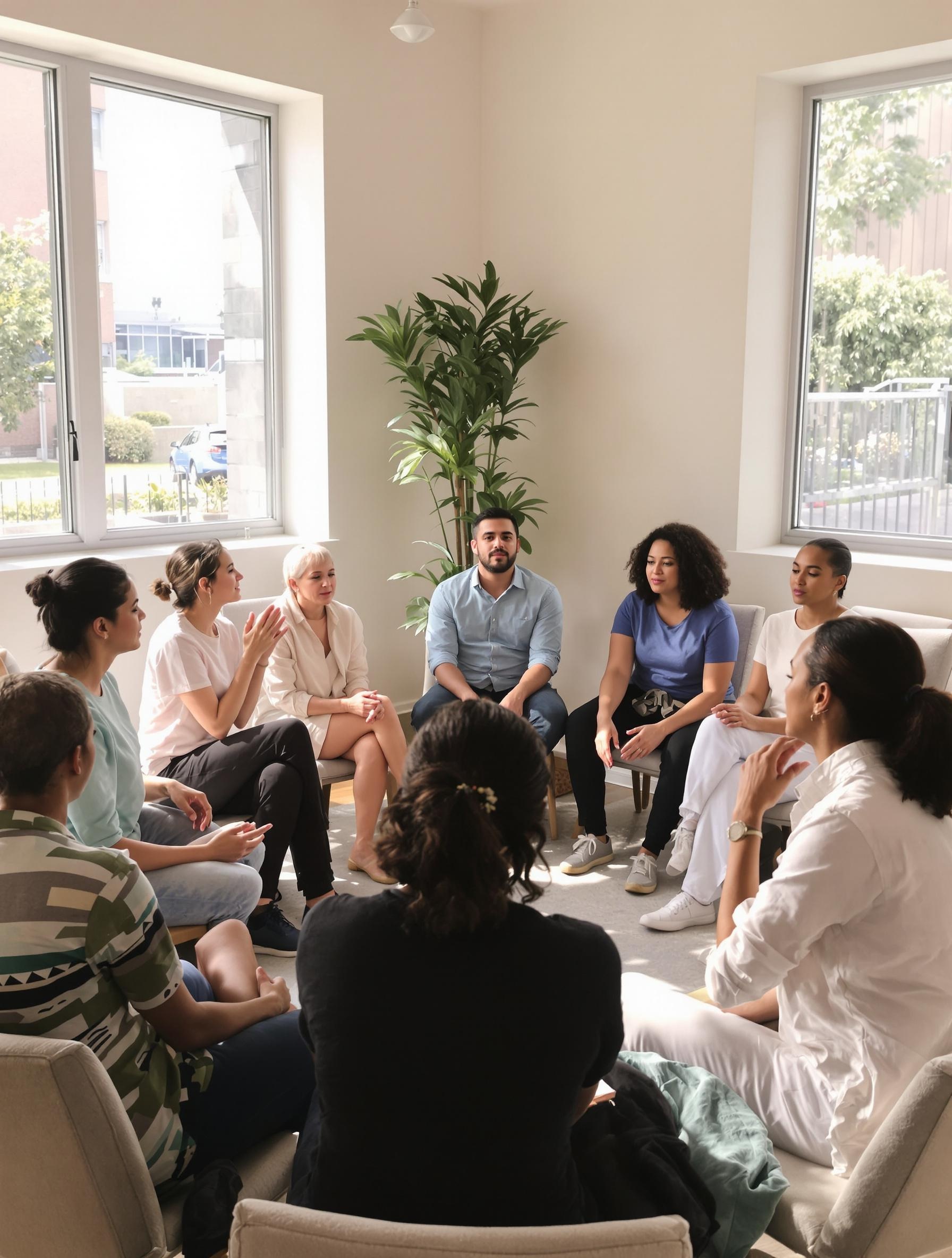 Groupe en séance de thérapie comportementale dialectique
