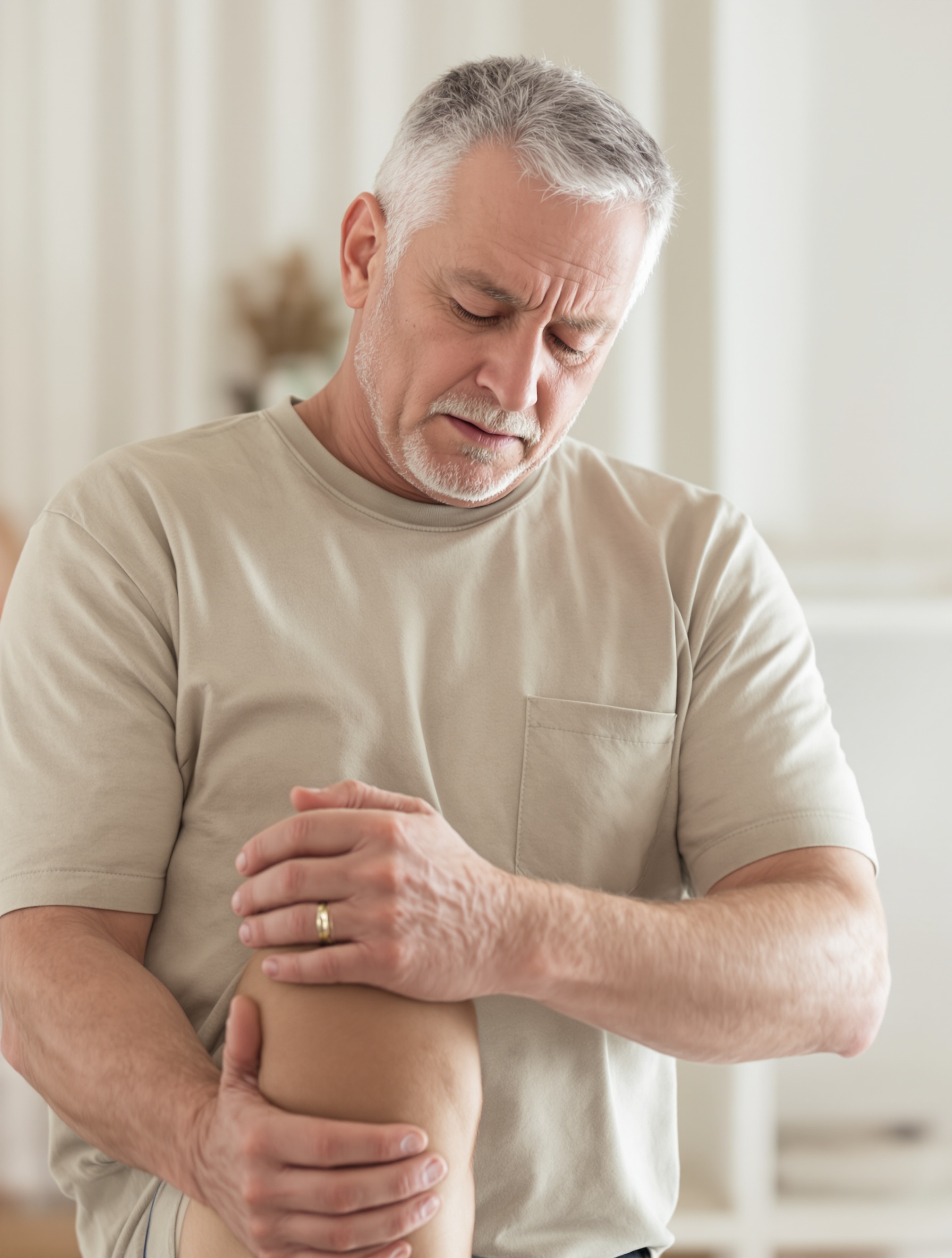 Douleurs musculaires chez un homme mûr prenant des statines