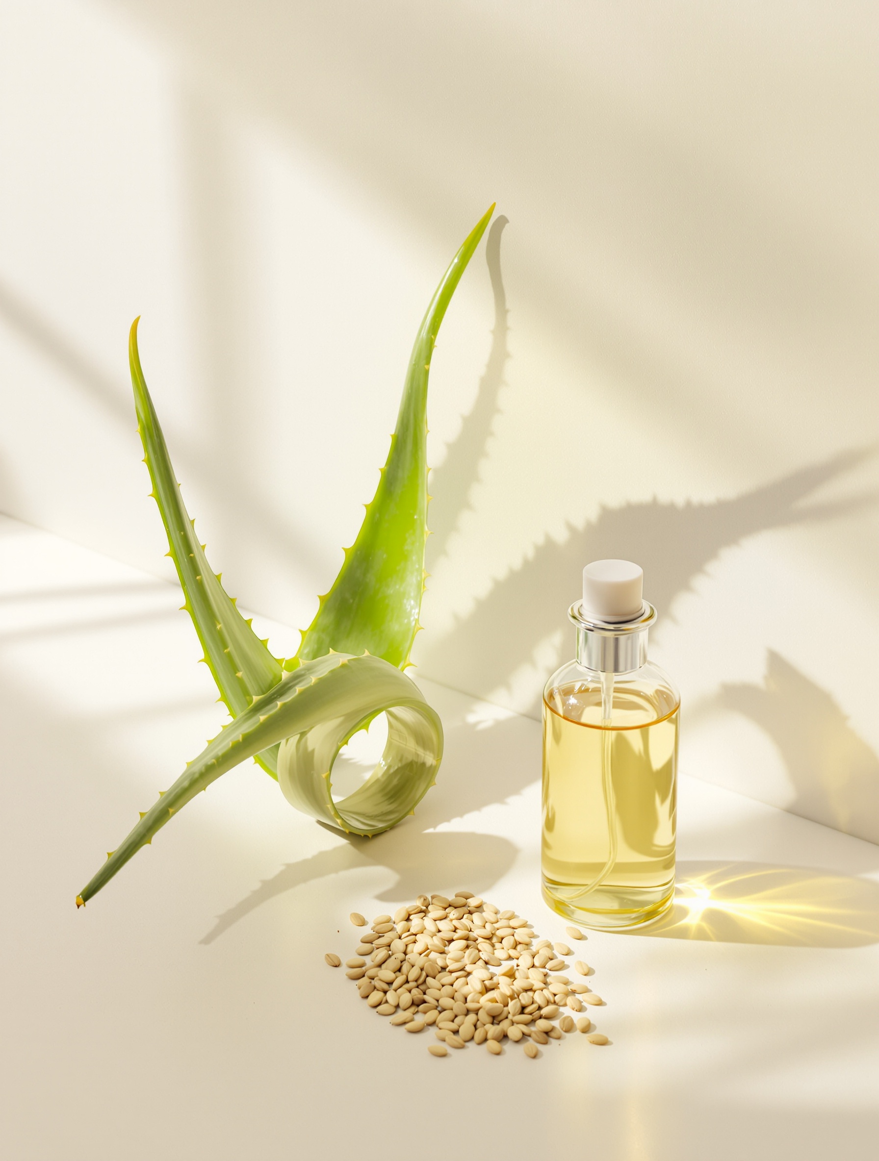 Composition d'éléments naturels hydratation soin intime: aloe vera huile bourrache graines lin