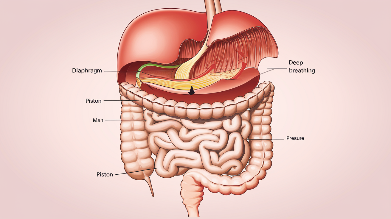 Anatomie du diaphragme et effet piston sur les organes digestifs