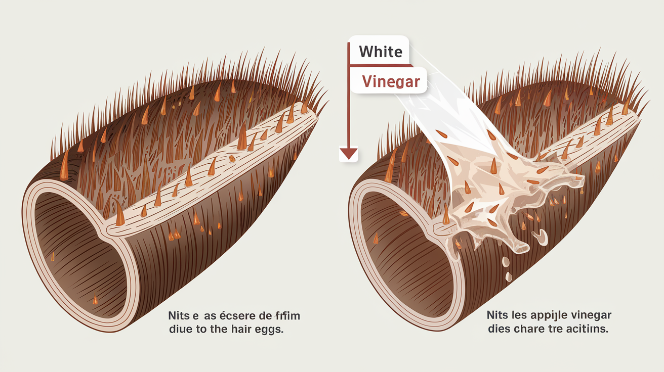 Effet de l'acide acétique sur les lentes et leur décollement.
