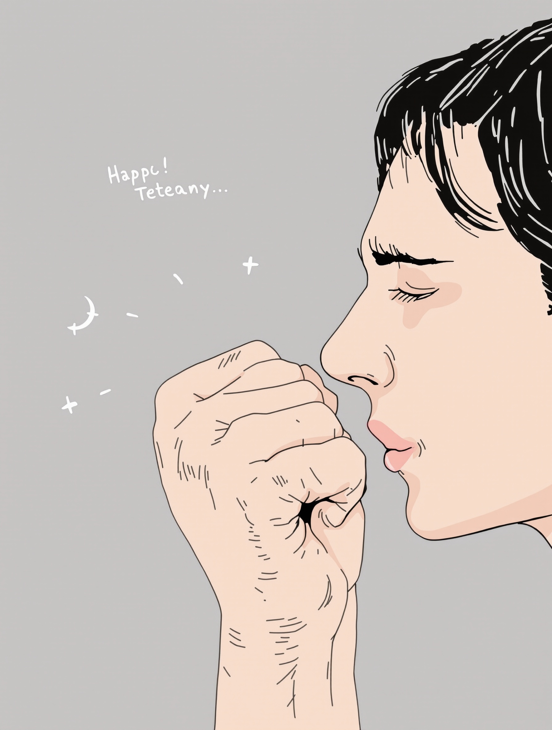 Main crispée lors d’une crise de tétanie – illustration sobre