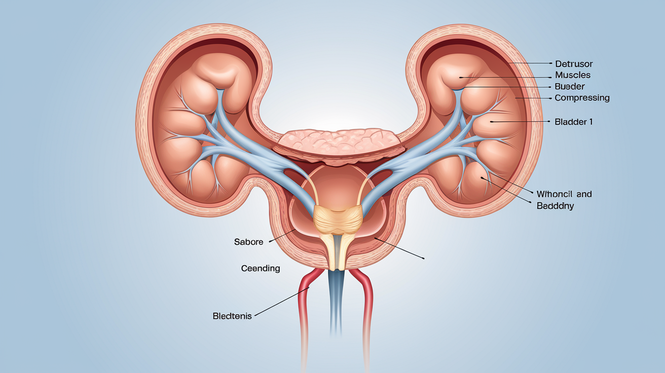 Schéma du muscle détrusor et d'un bouchon urinaire