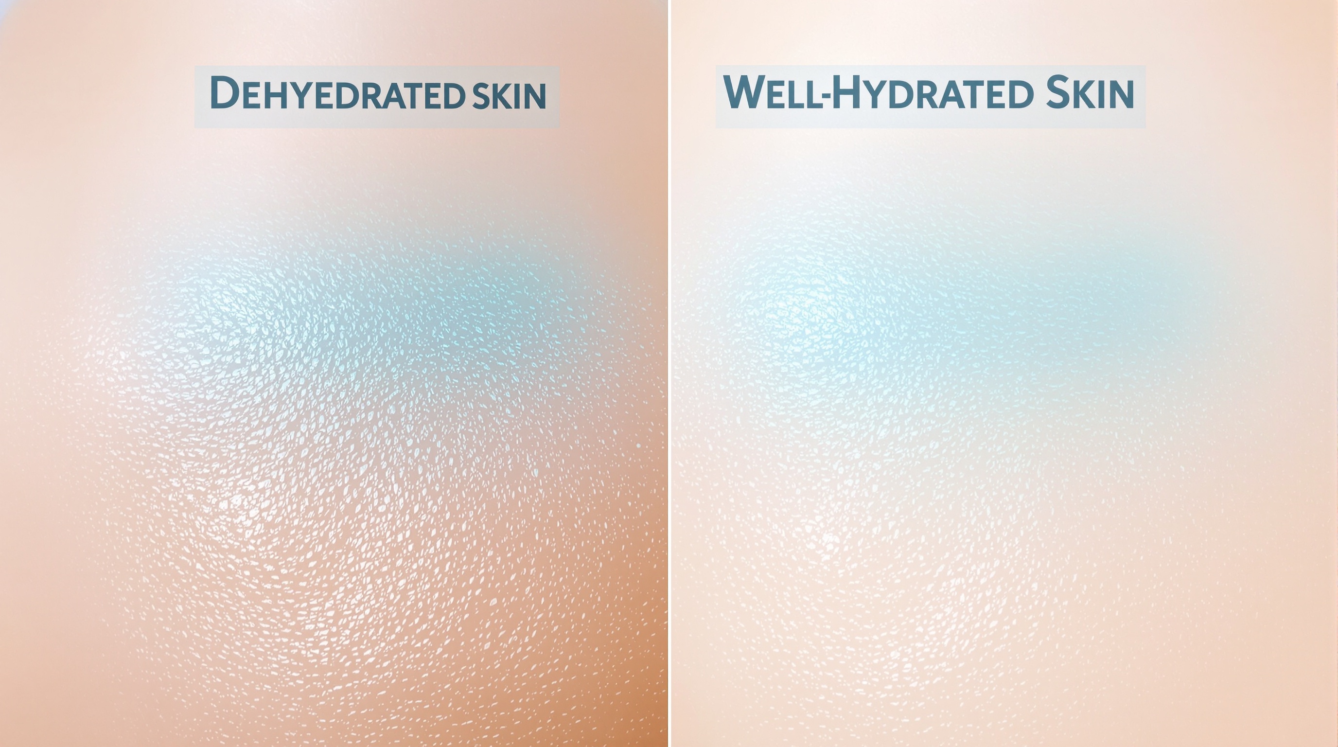 Peau déshydratée vs peau hydratée, élasticité et luminosité.