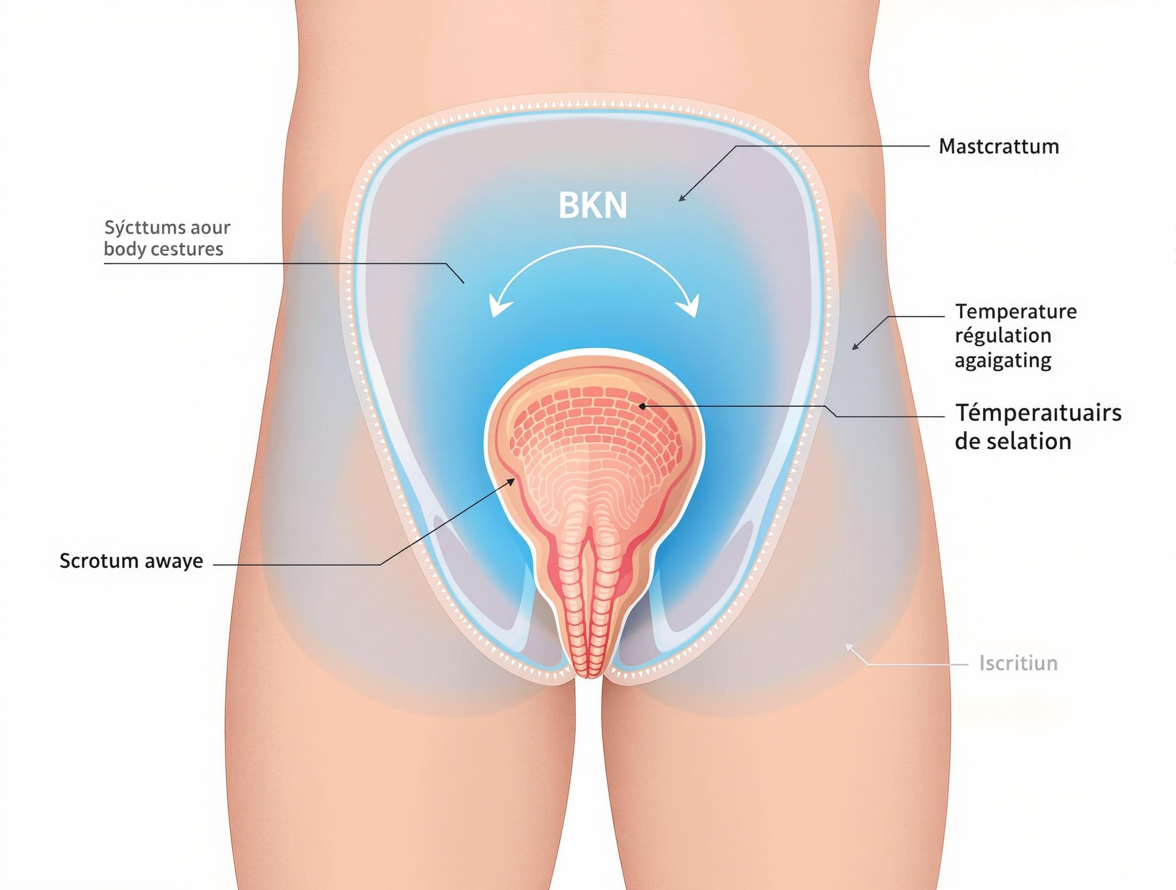 Illustration de la position des testicules pour maintenir une température optimale.