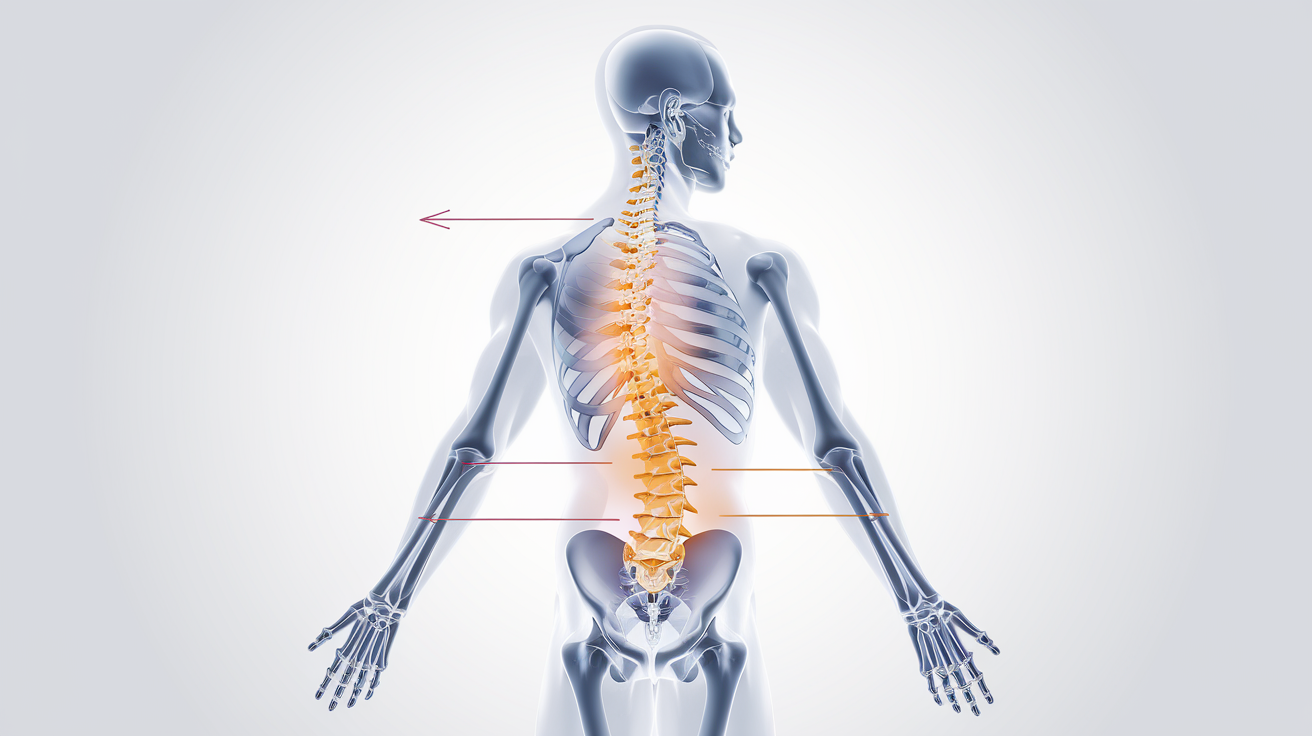 Illustration schématique d'une posture corporelle saine et équilibrée mettant en évidence l'alignement vertébral et la répartition des charges.