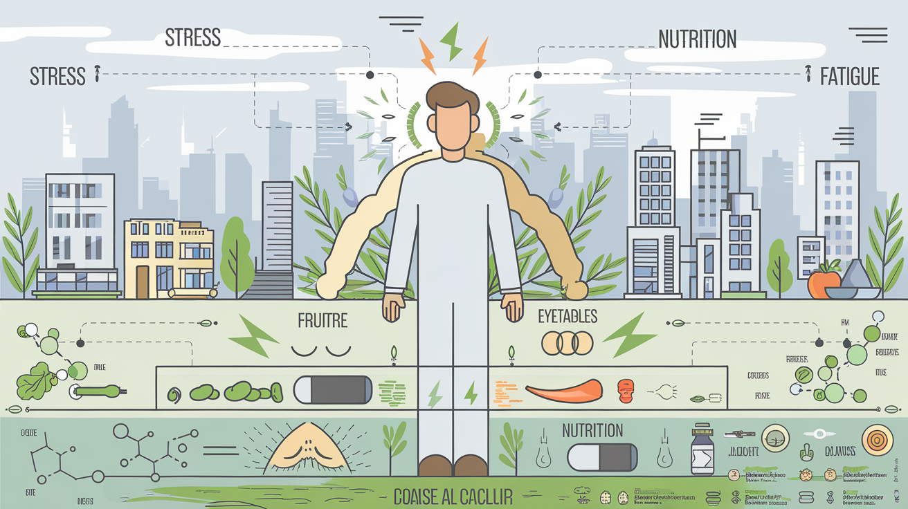 Illustration lien stress fatigue alimentation oreille interne naturopathie