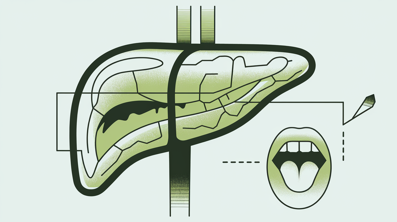 infographie sur le foie, la vésicule biliaire et le goût amer lié à la cholestase