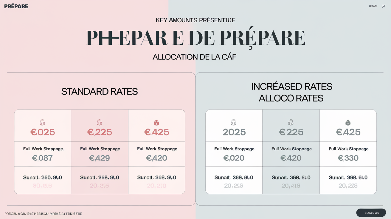 Montants clés PreParE classique majorée CAF 2025