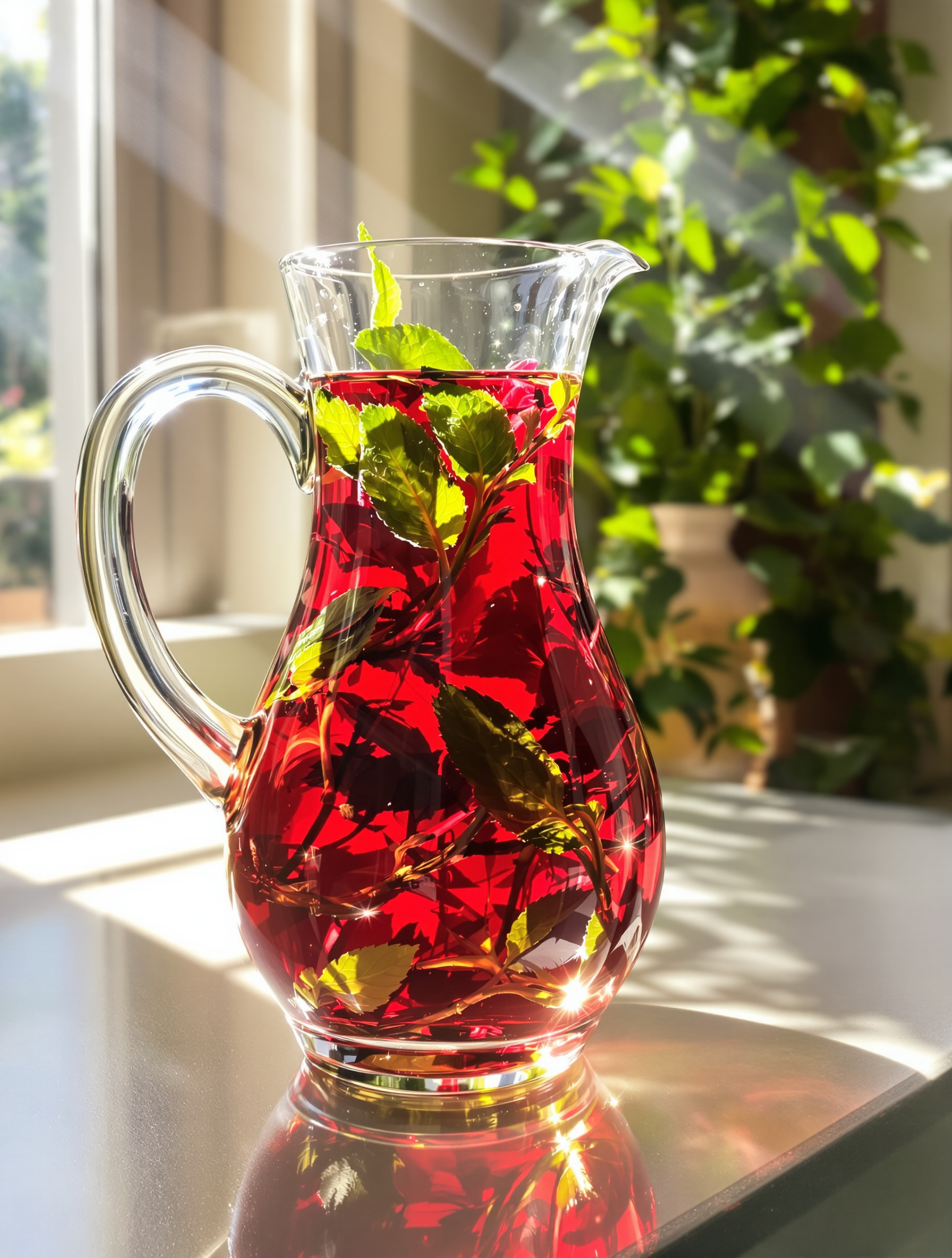 Infusion à froid cold brew hibiscus menthe
