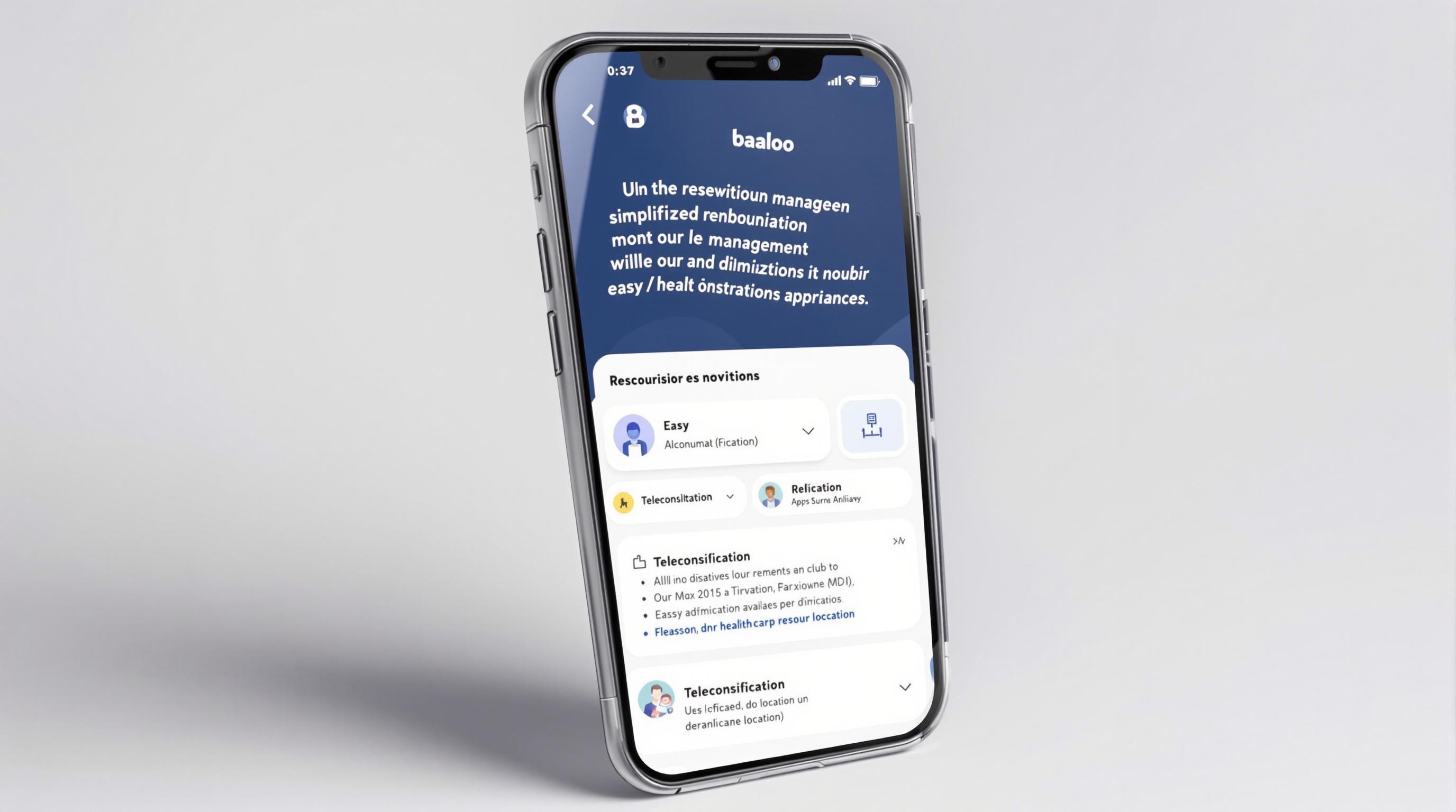 Interface application mobile Baloo gestion simplifiée remboursements démarches administratives
