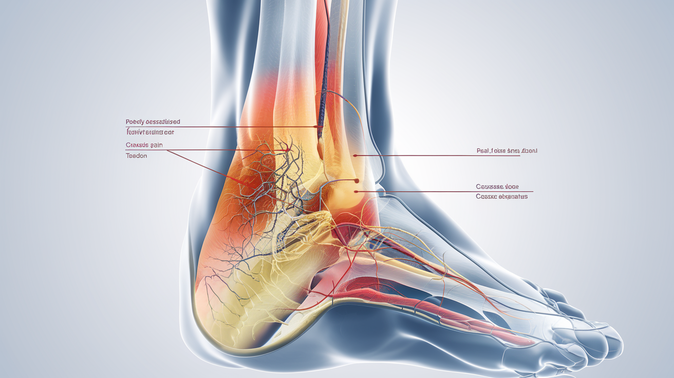 IRM pédagogique du tendon d'Achille avec zones peu vascularisées