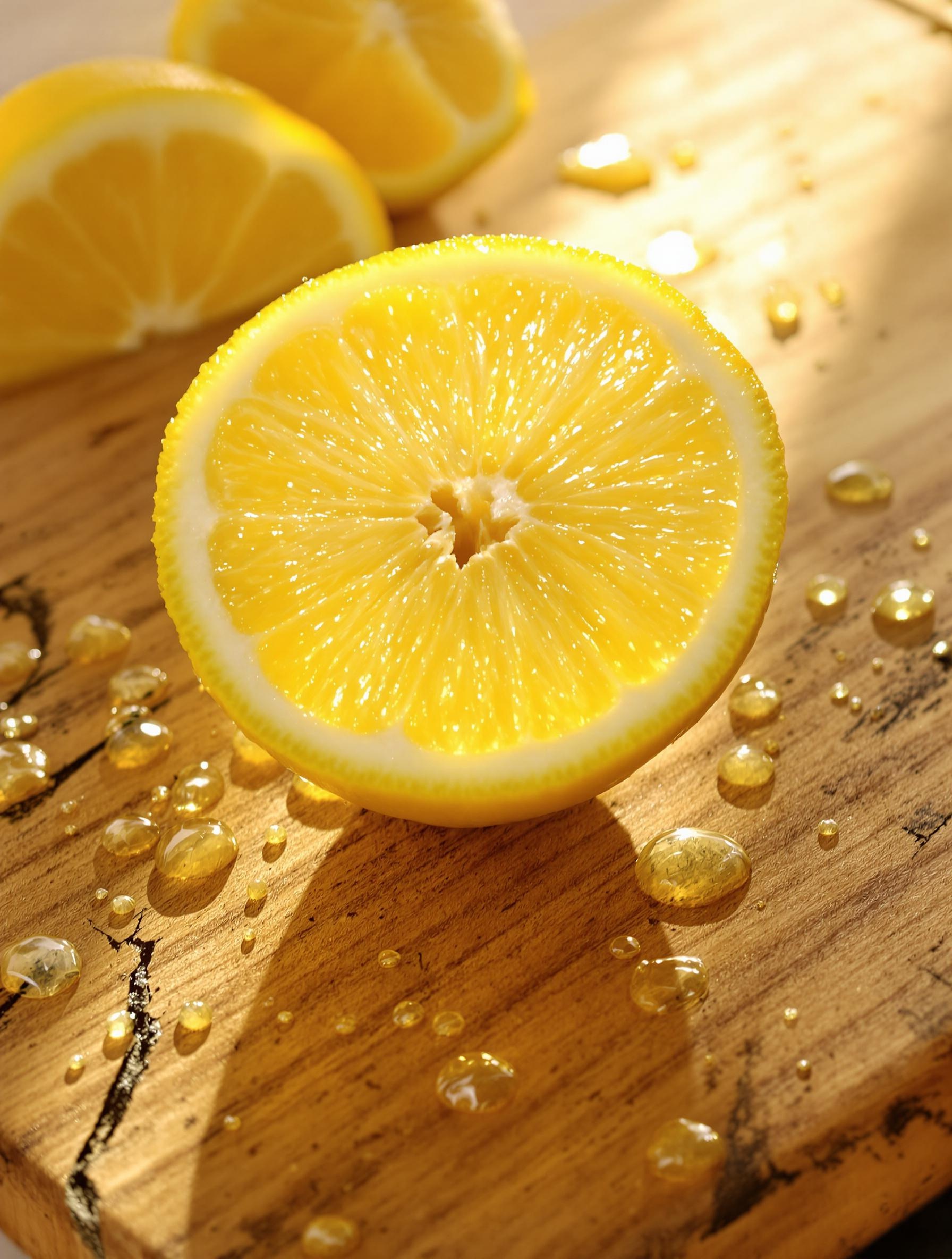 Jus de citron frais, source naturelle de vitamine C et polyphénols favorisant le drainage hépatique
