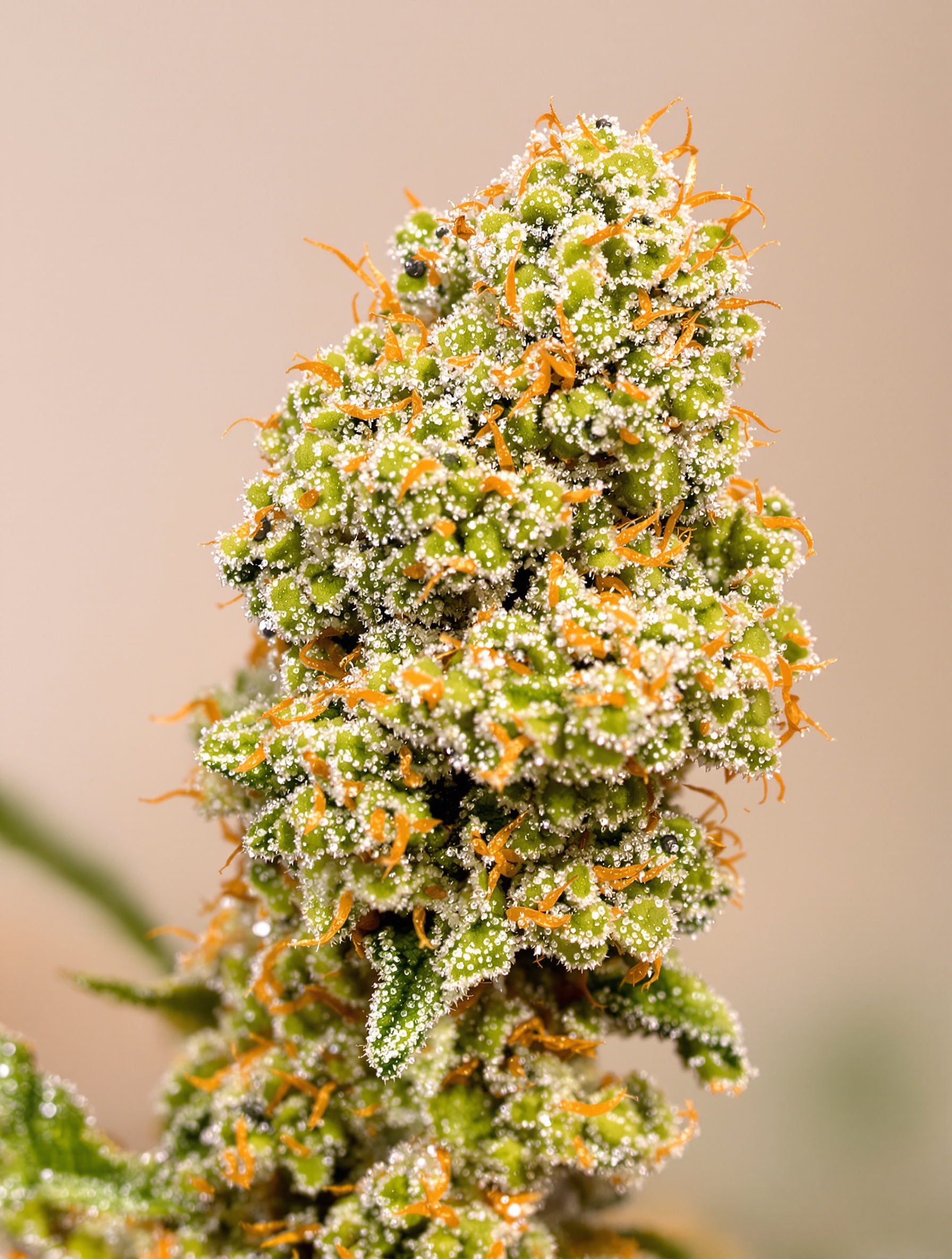Fleur de CBD Amnesia Haze macro détail couleur texture