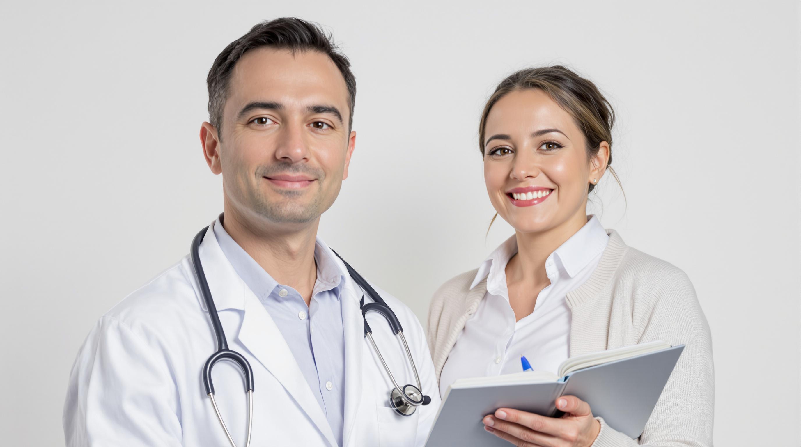 Médecin-nutritionniste et diététicienne côte à côte en situation clinique