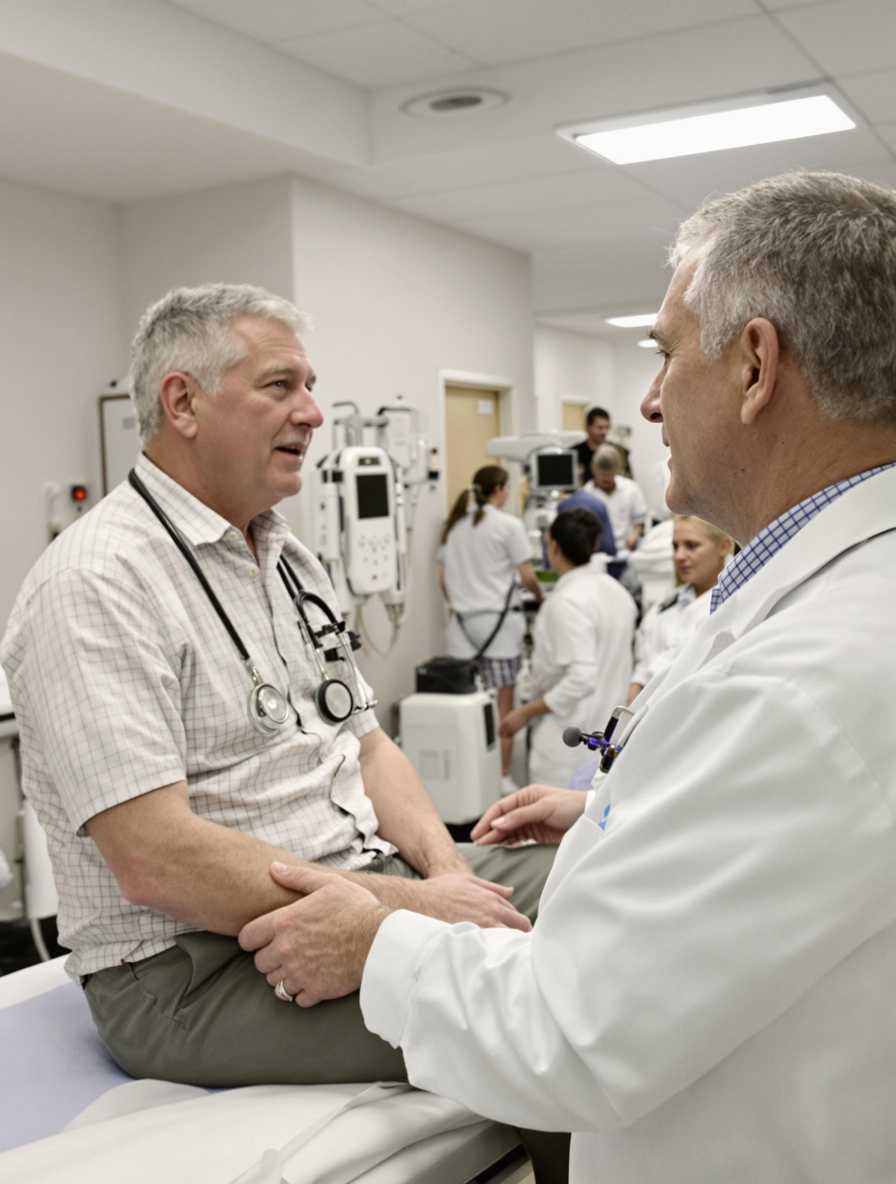 Médecin effectuant le test du saut pour détecter une appendicite