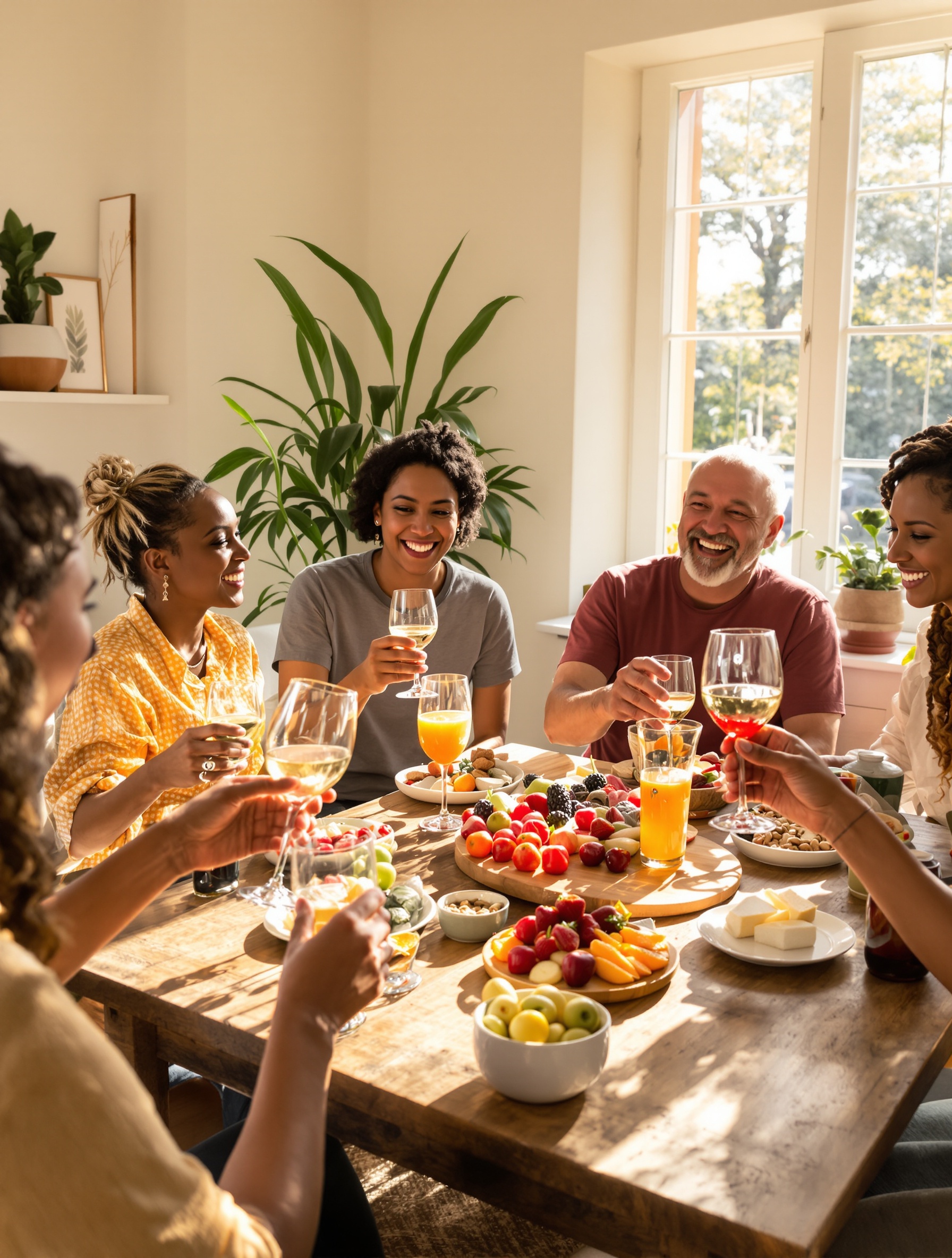 Image évoquant un moment de partage et de convivialité, où la consommation de boissons est maîtrisée et s'intègre dans un équilibre de vie sain.