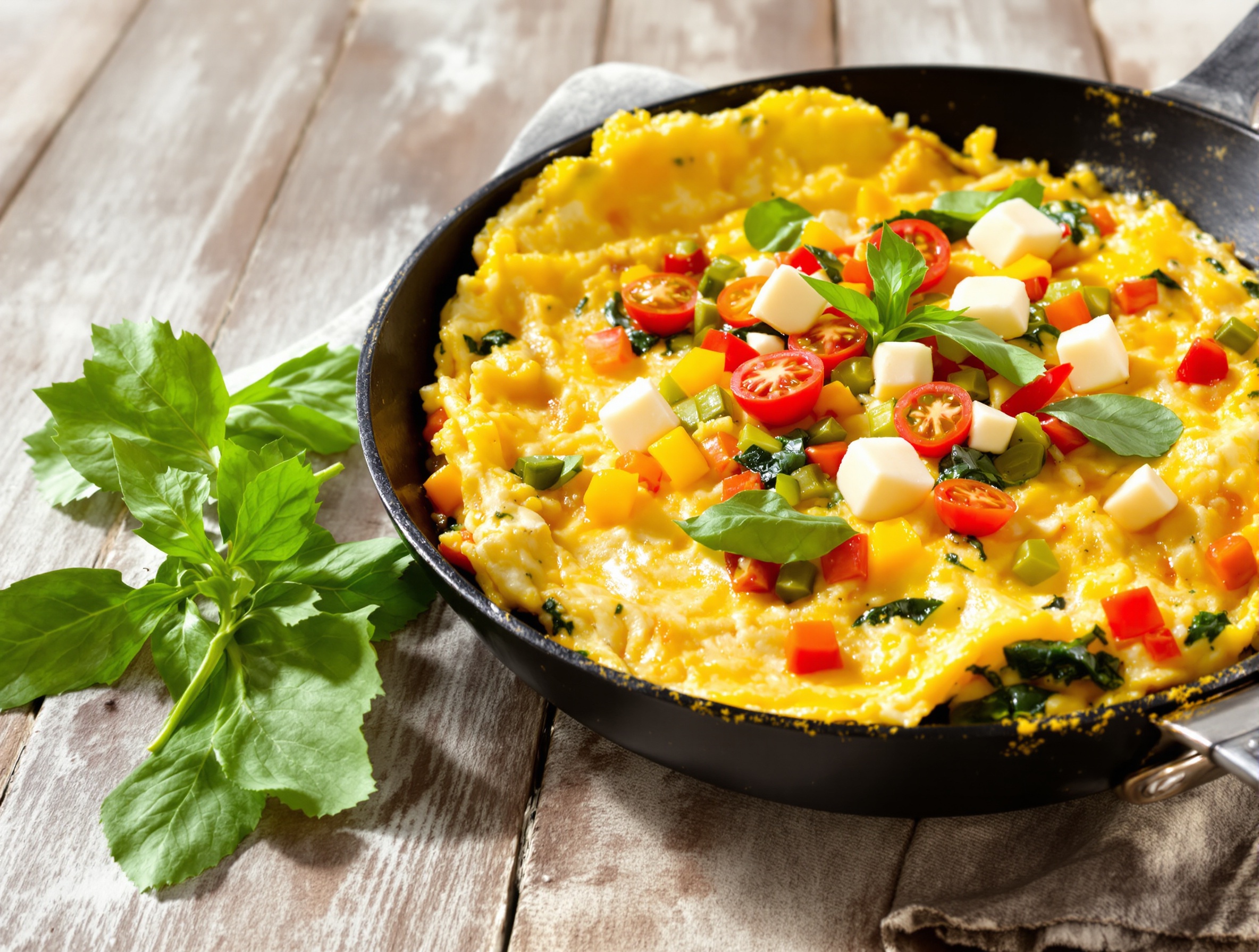 Omelette musclée avec légumes variés colorés