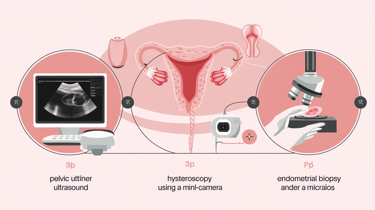 Illustration diagnostic hyperplasie échographie hystéroscopie biopsie